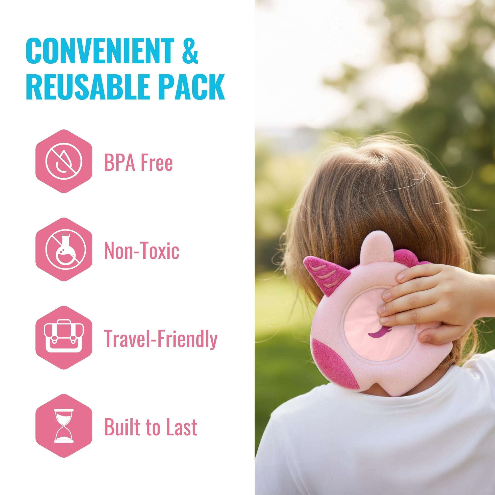 ICEWRAPS licorne, option pratique pour thérapie par le froid ou le chaud à domicile.