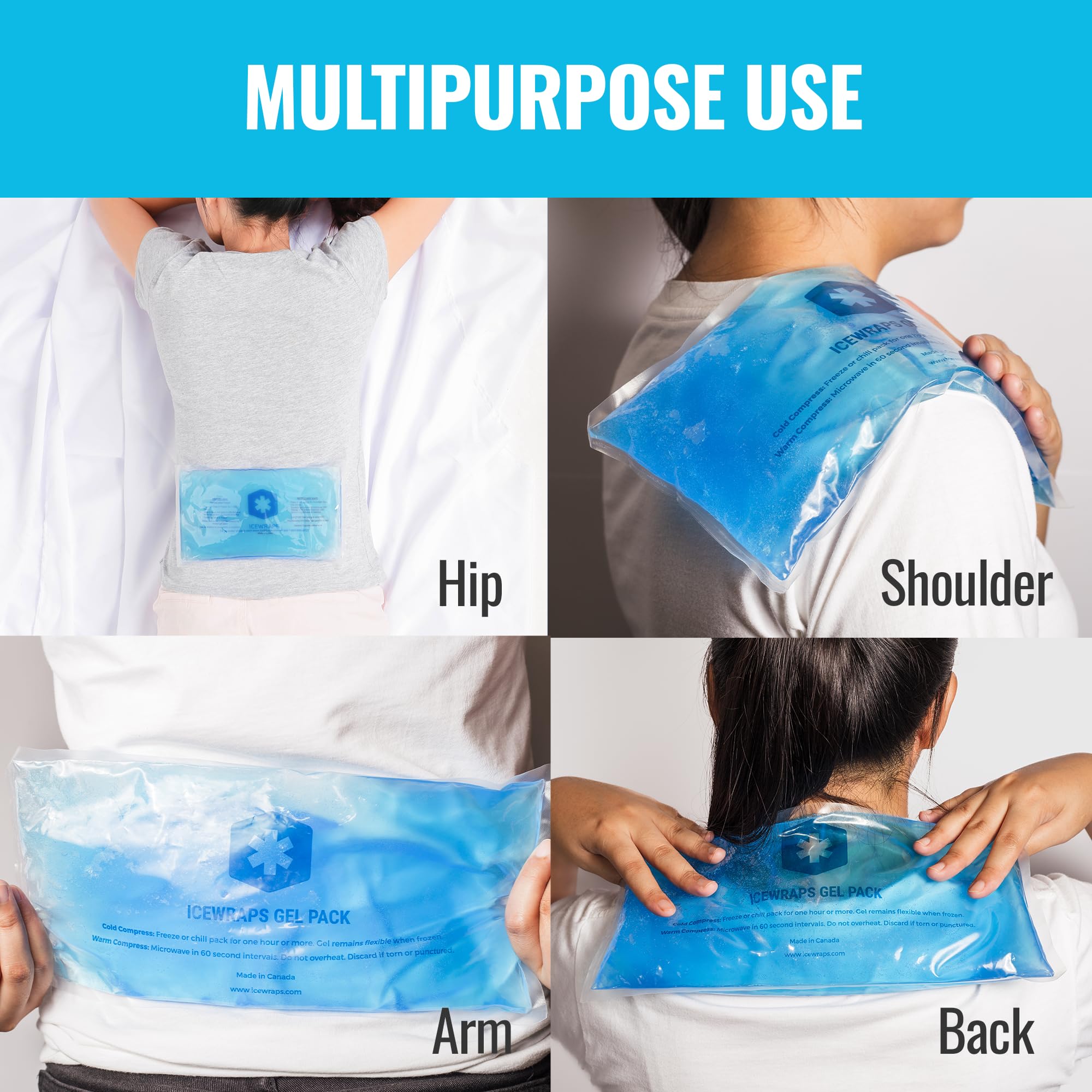 Lot de deux IceWraps bleus, pratique et réutilisable à domicile.