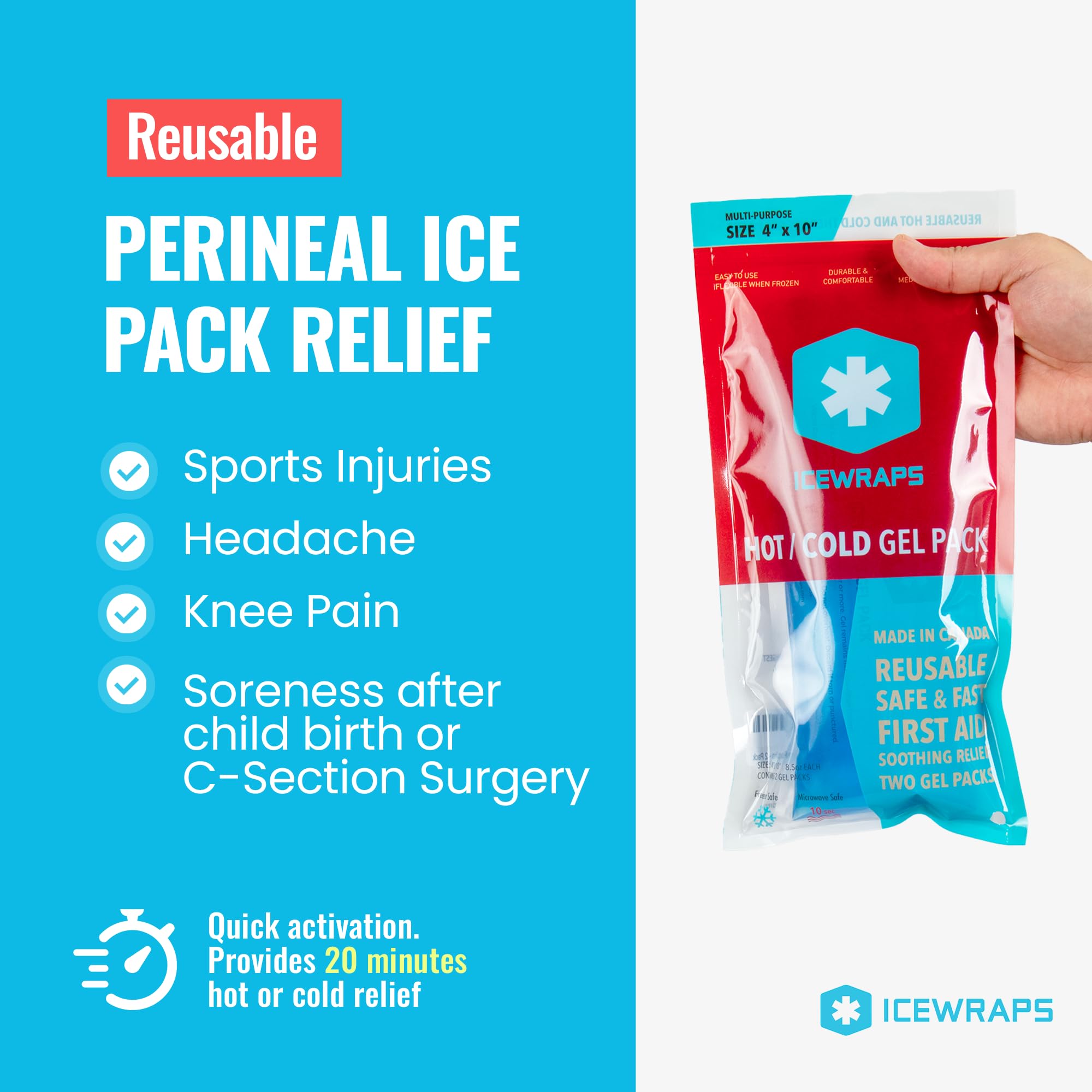 ICEWRAPS poche gel flexible chaud : chaleur apaisante pour les muscles.