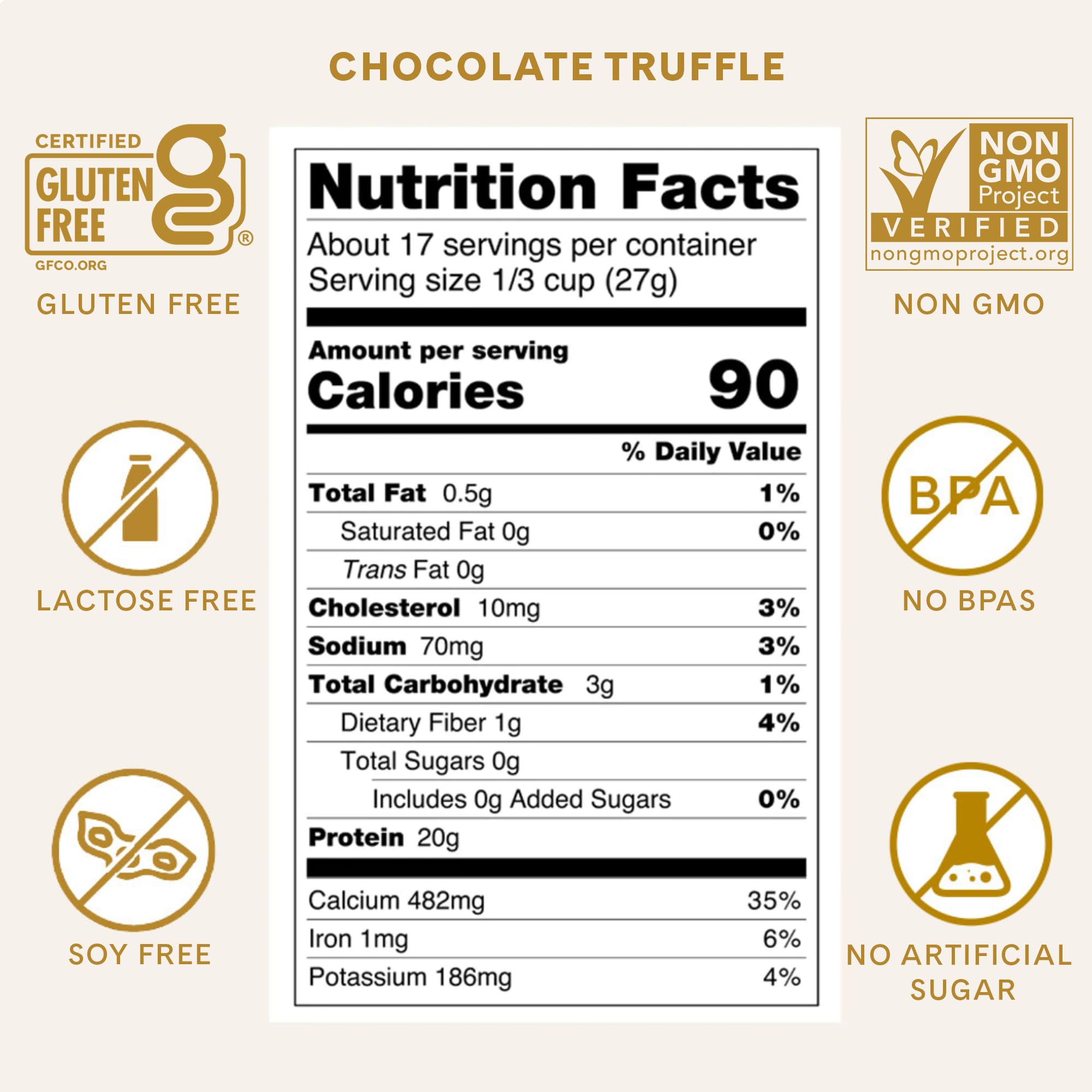 Iconic Protéine Chocolat Truffe, mélange lait dans un verre, goût riche et sans sucre.