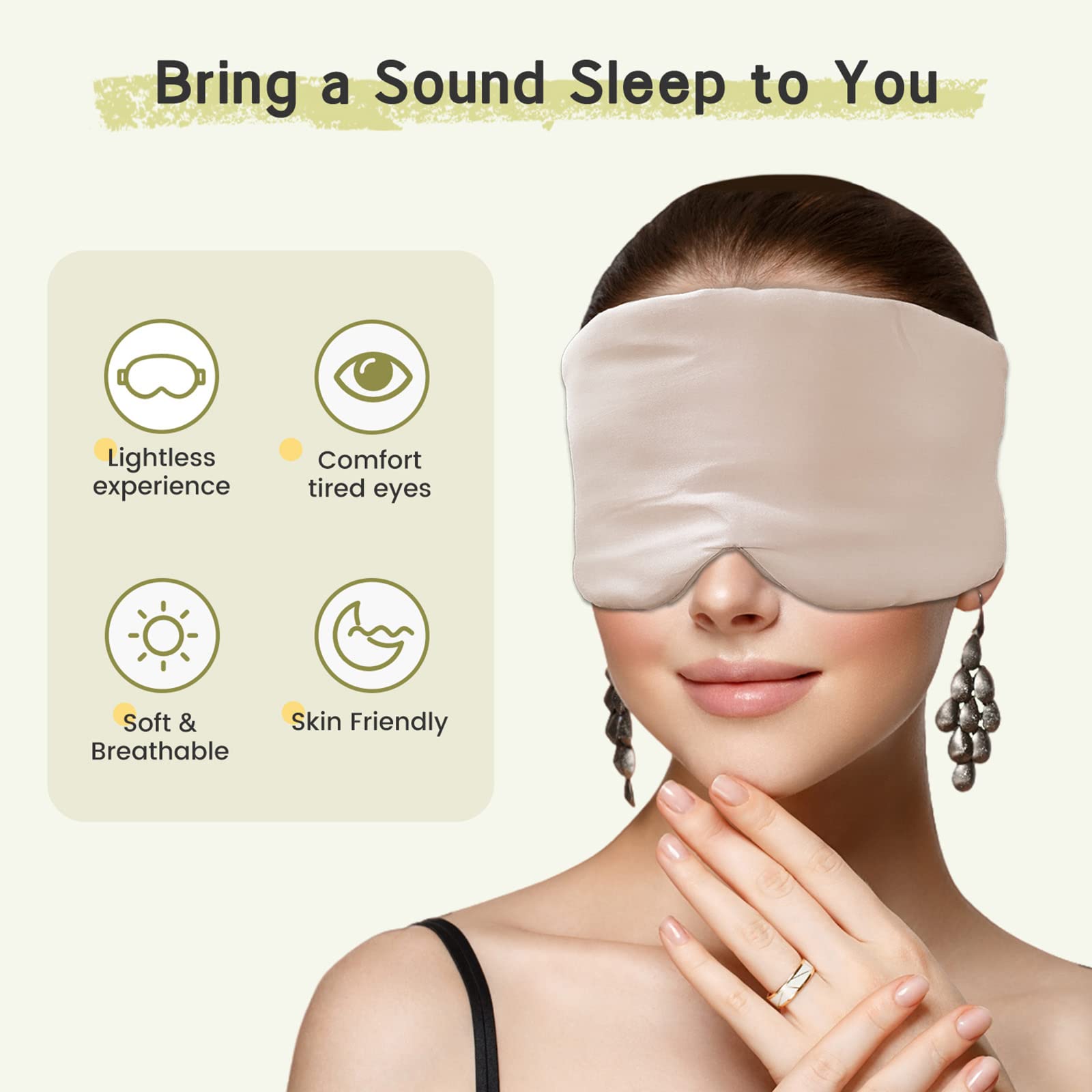 Masque iCooBreeze grand format: couvre largement les yeux pour bloquer la lumière.