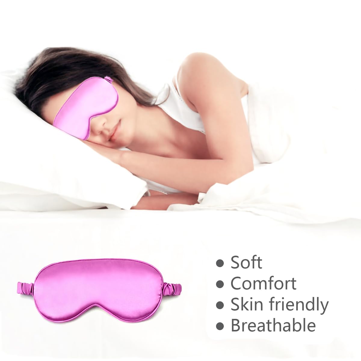 ICSTM masque en soie pour dormir en avion ou en train sans pression.
