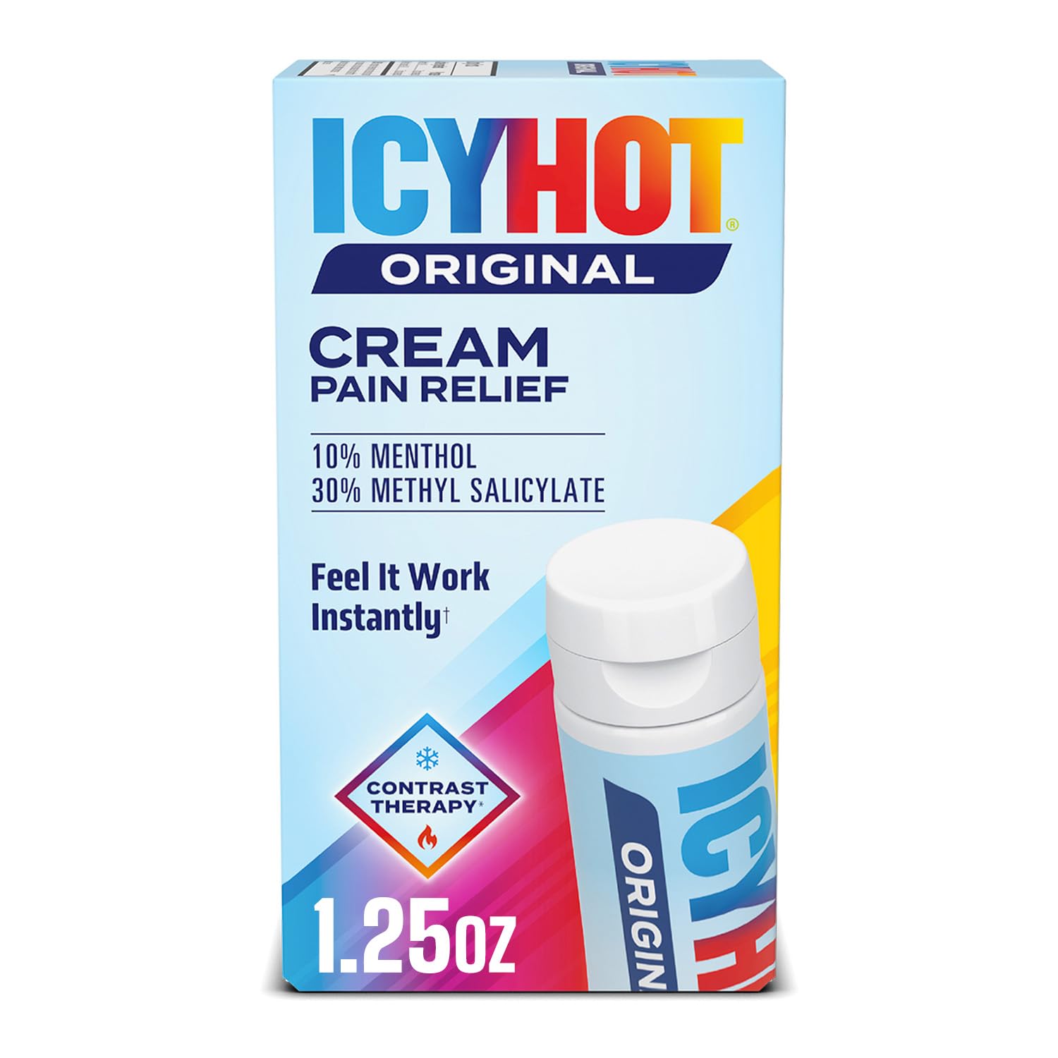 Icy Hot Original, tube de crème, soulagement ciblé des douleurs musculaires.