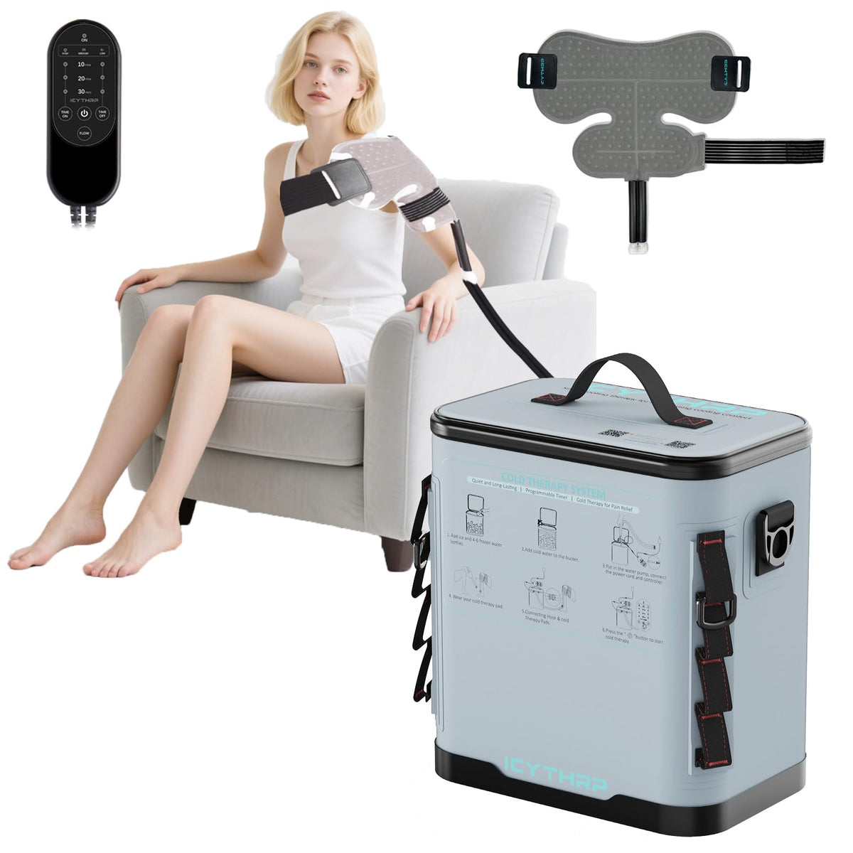 ICYTHRP machine cryothérapie épaule programmable pour soulager la douleur post-opératoire.