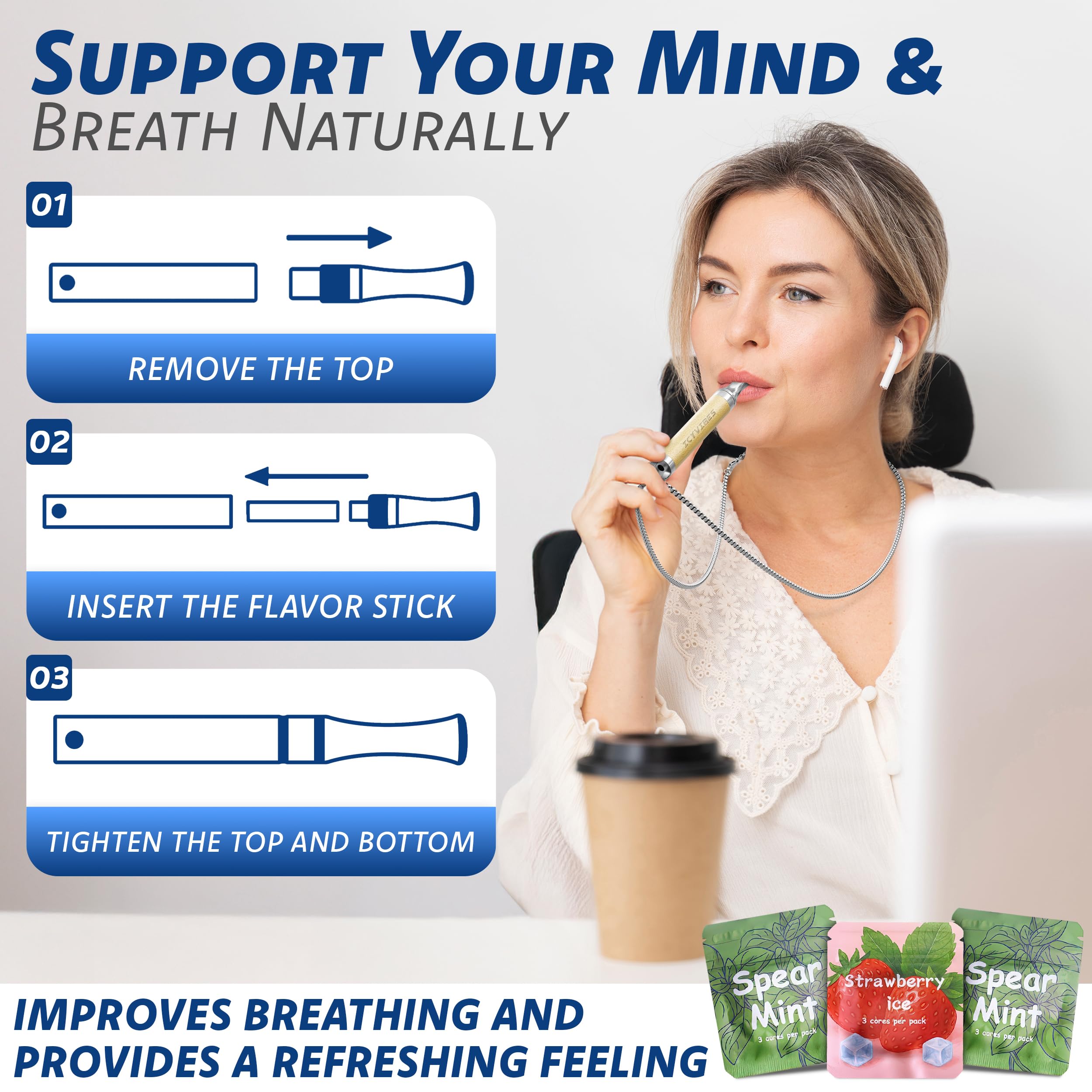 ICYVIBES inhalateur bois premium – options d herbes rafraîchissantes pour énergie douce et concentration.