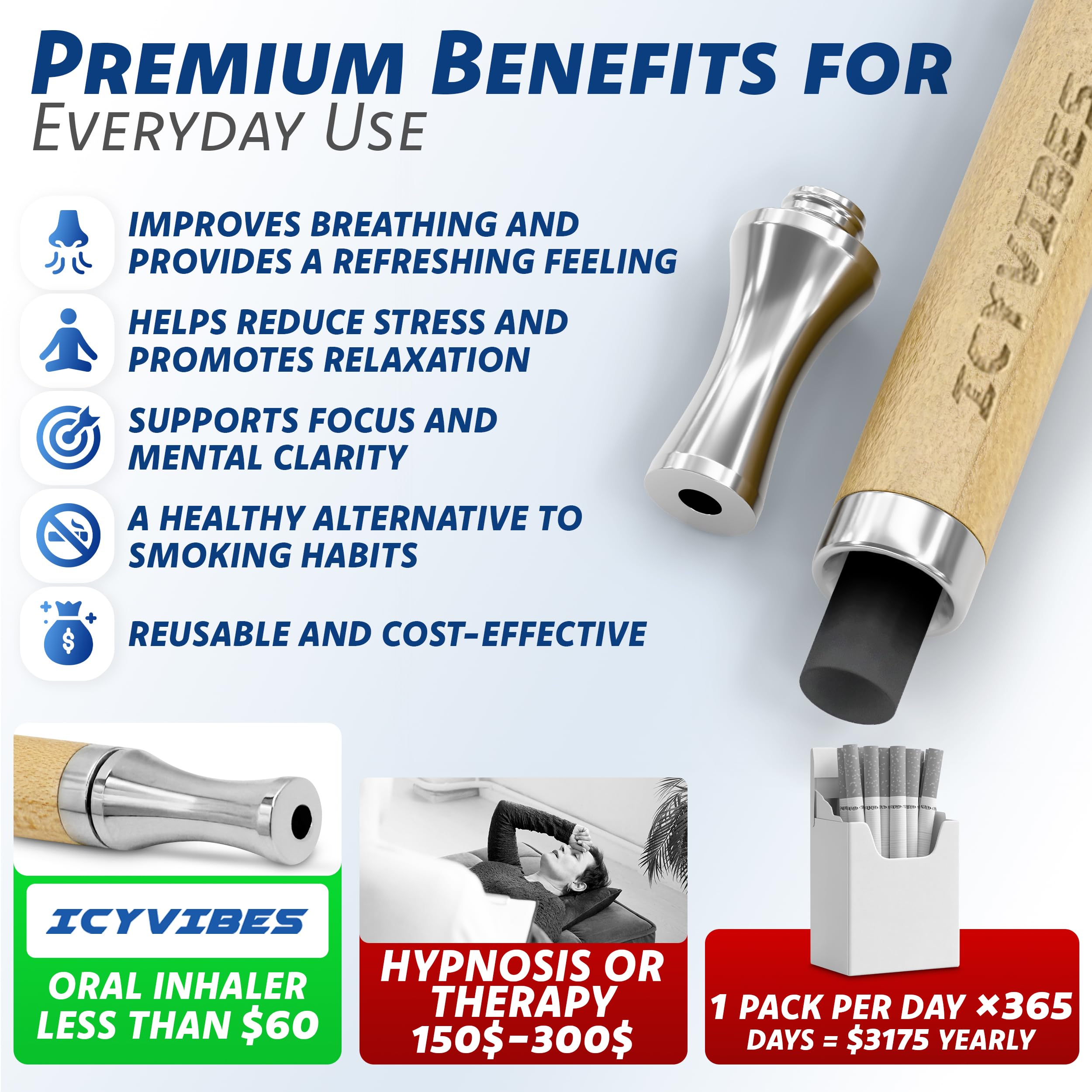 ICYVIBES inhalateur buccal filtres coton – hygiène améliorée et douceur d'utilisation.