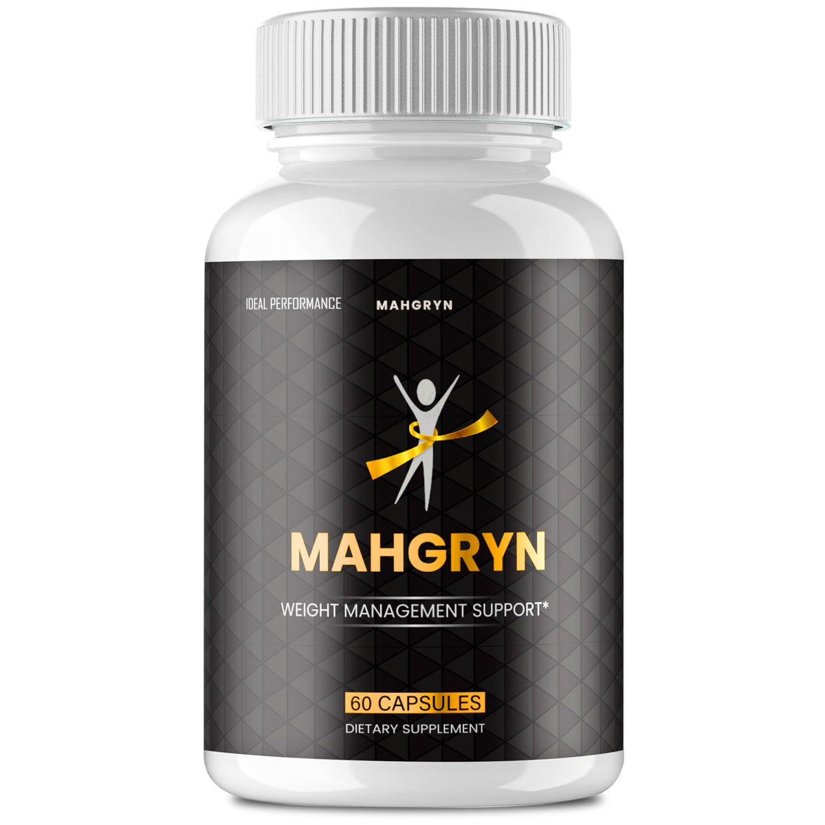 Gélules Mahgryn d'IDEAL PERFORMANCE dans une bouteille, soutien potentiel à l'endurance au quotidien.