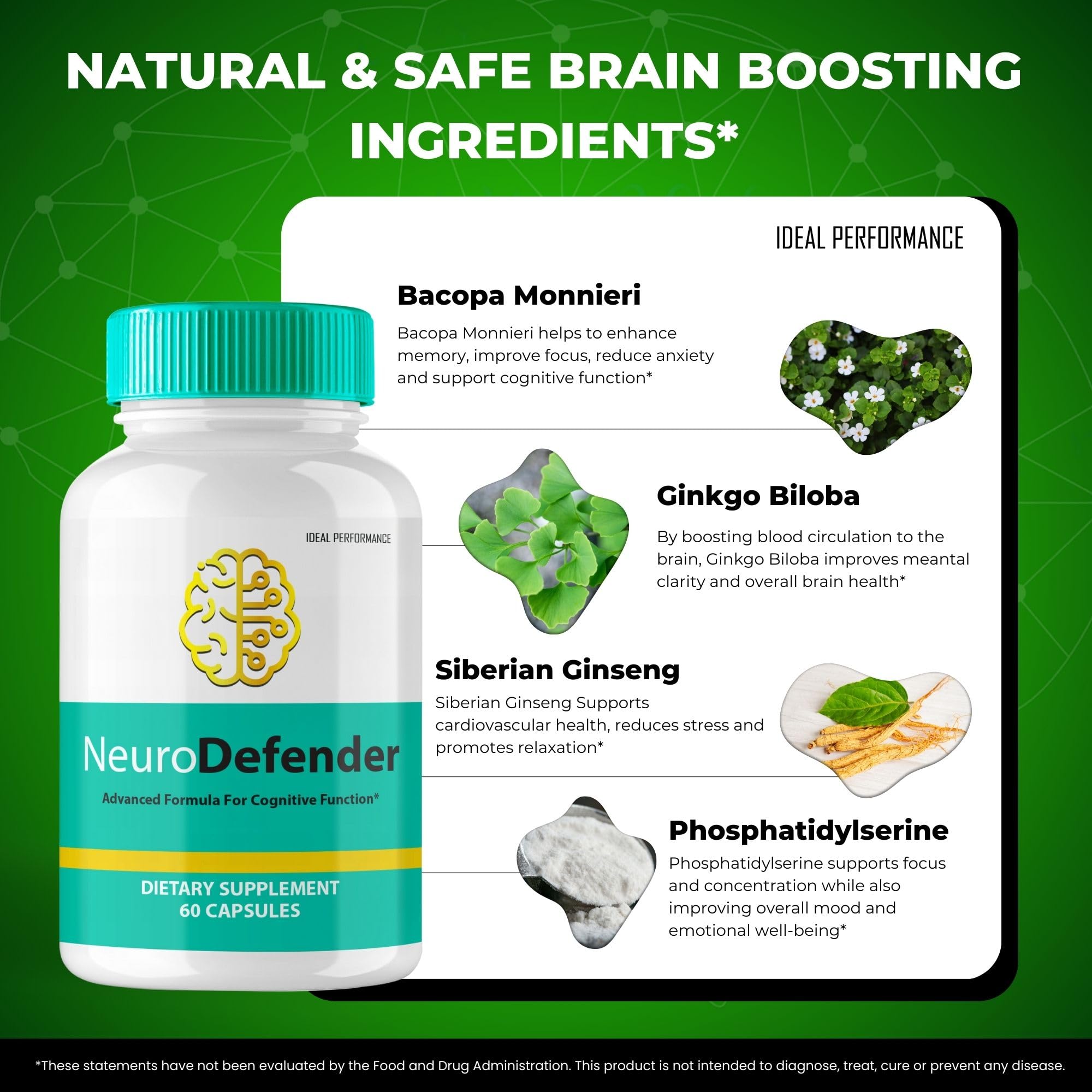 Capsules Neuro Defender, format pratique pour étude et travail.