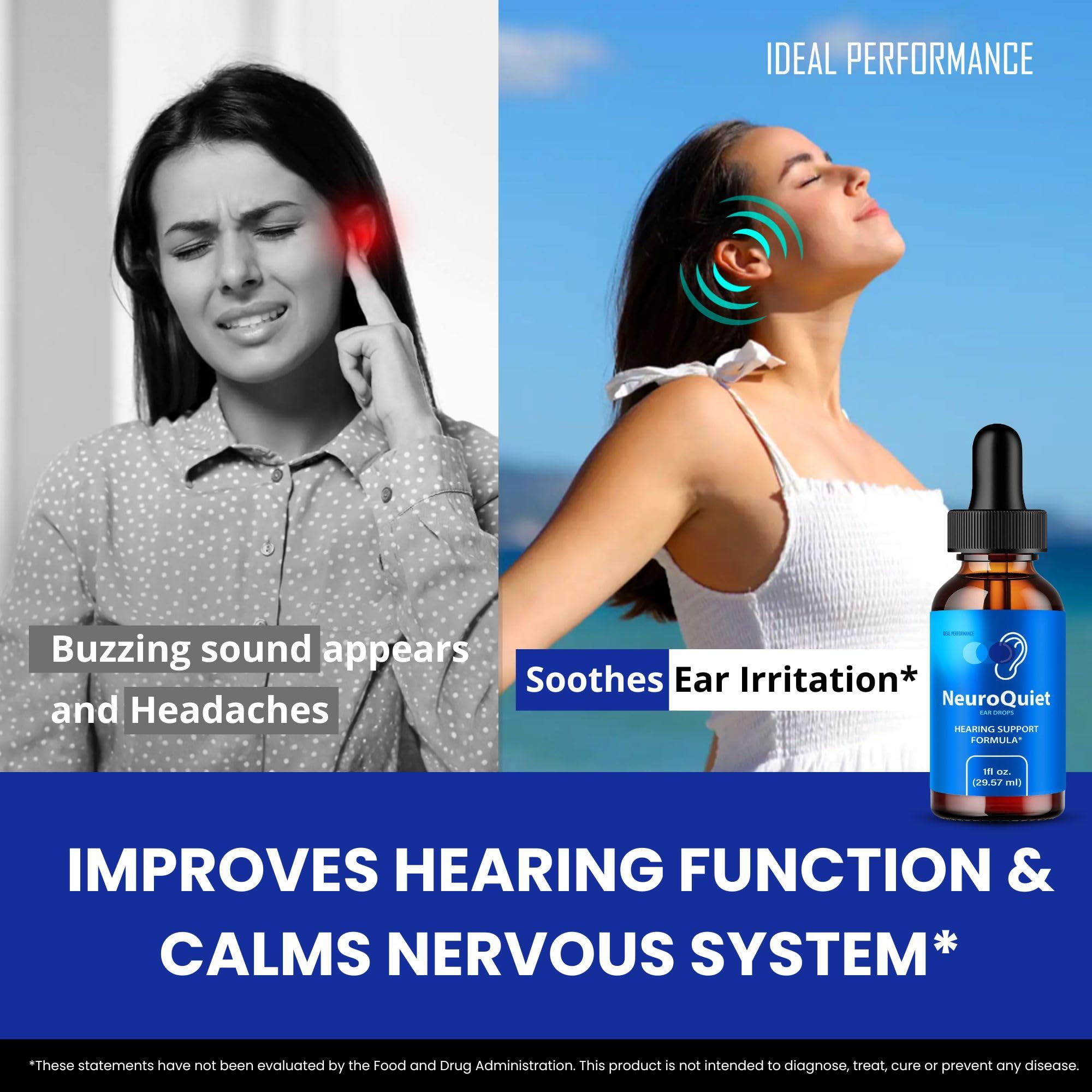 NeuroQuiet pack-2-bouteilles par IDEAL PERFORMANCE, pratique pour la routine auditive.