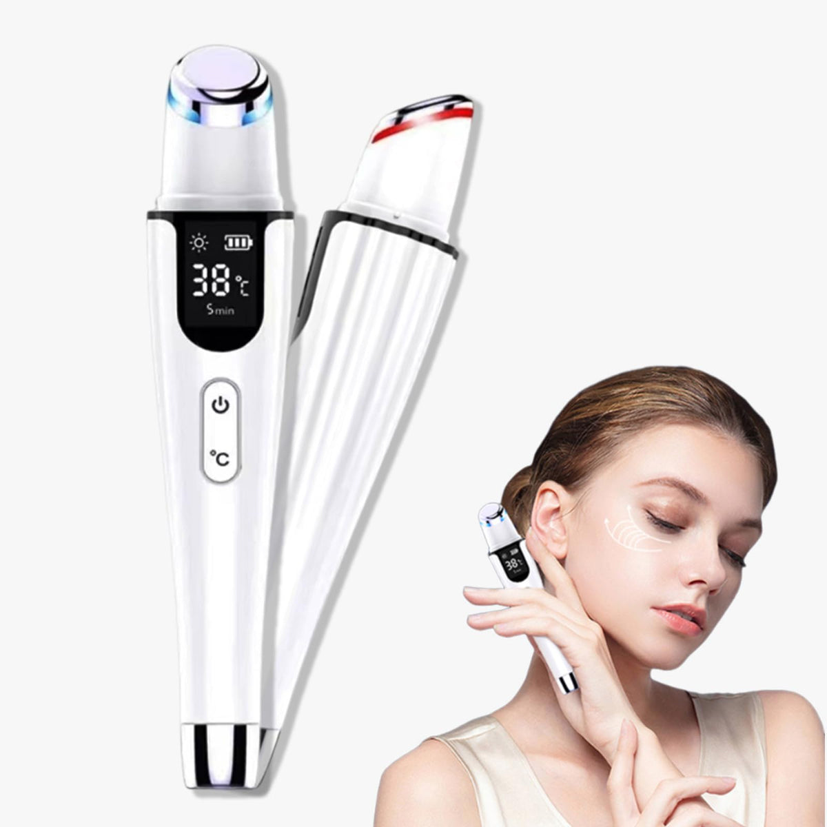 Ideal Swan baton-masseur-yeux-rouge: stimulation douce pour réduire les poches et cernes.