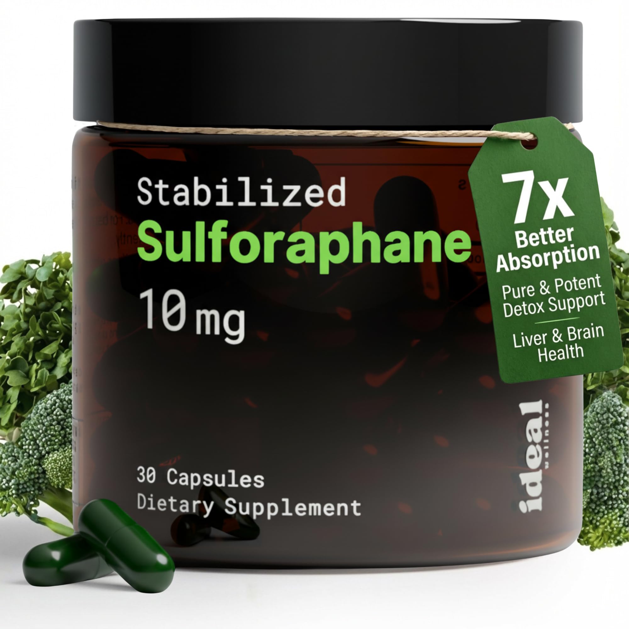 Ideal Wellness sulforaphane 10 mg – capsule en boîte, soutien quotidien détox