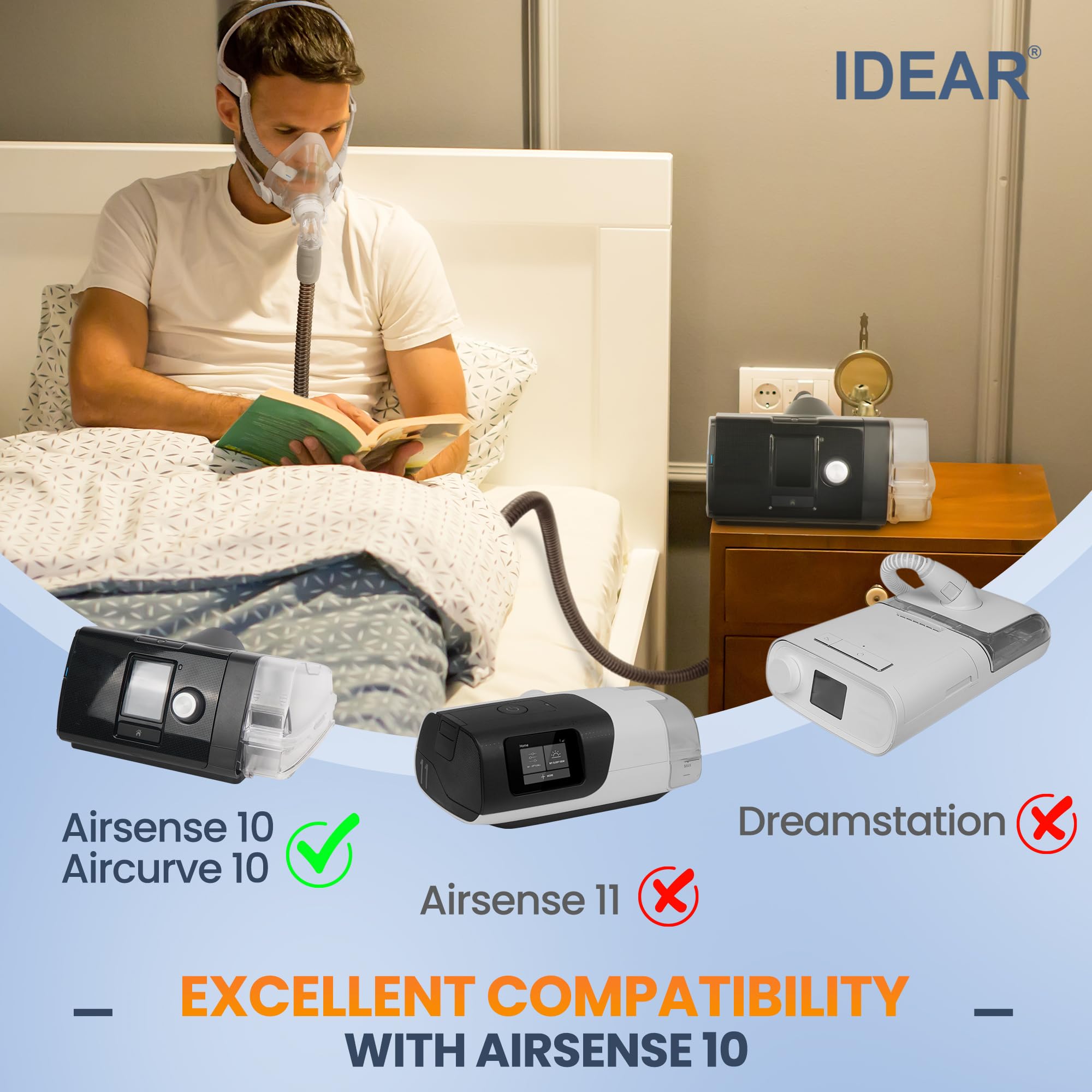 IDEAR Climate Series 10: Tuyau CPAP, contrôle de température ajustable pour un confort personnalisé.