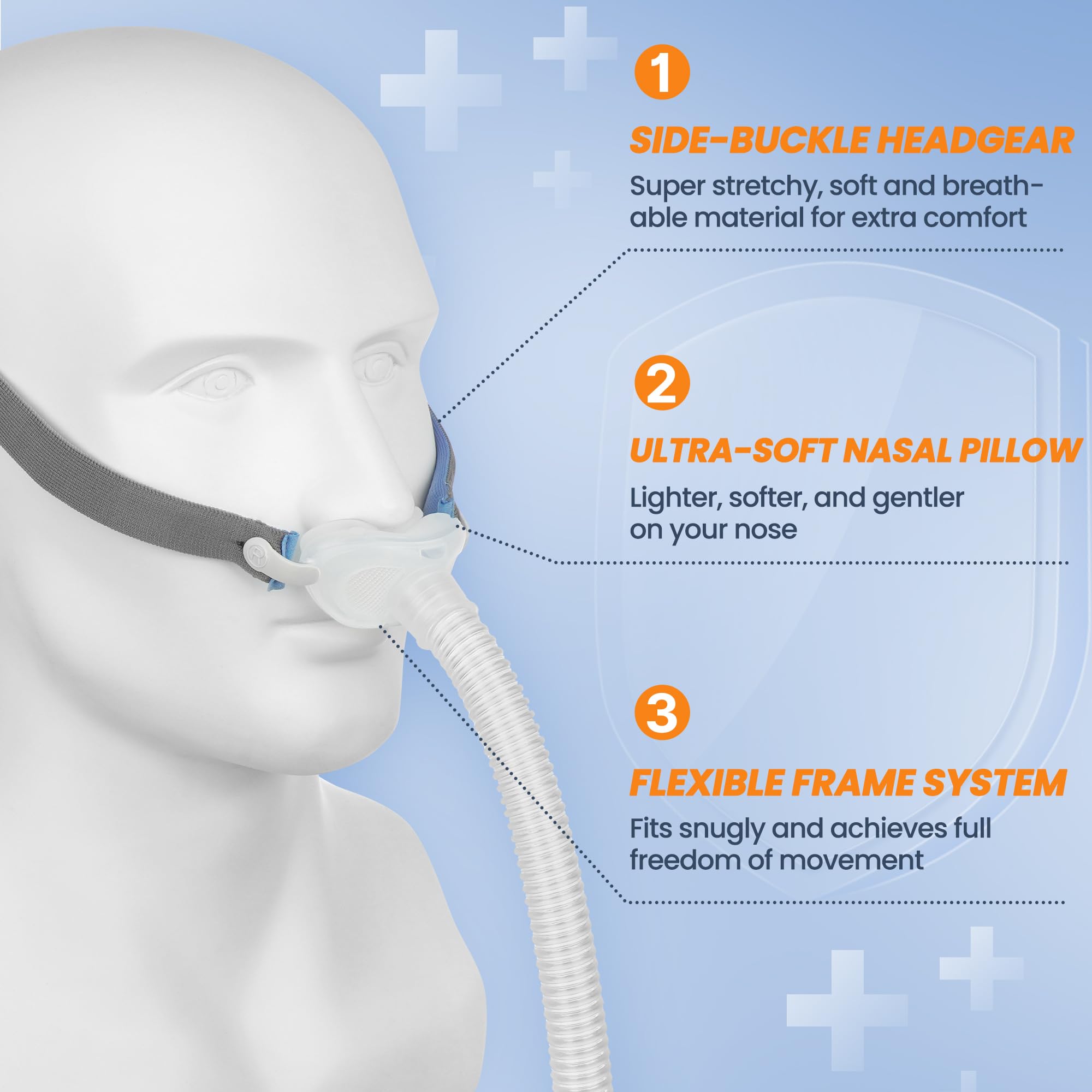 IDEAR P10 oreiller nasal confort pour une respiration douce.