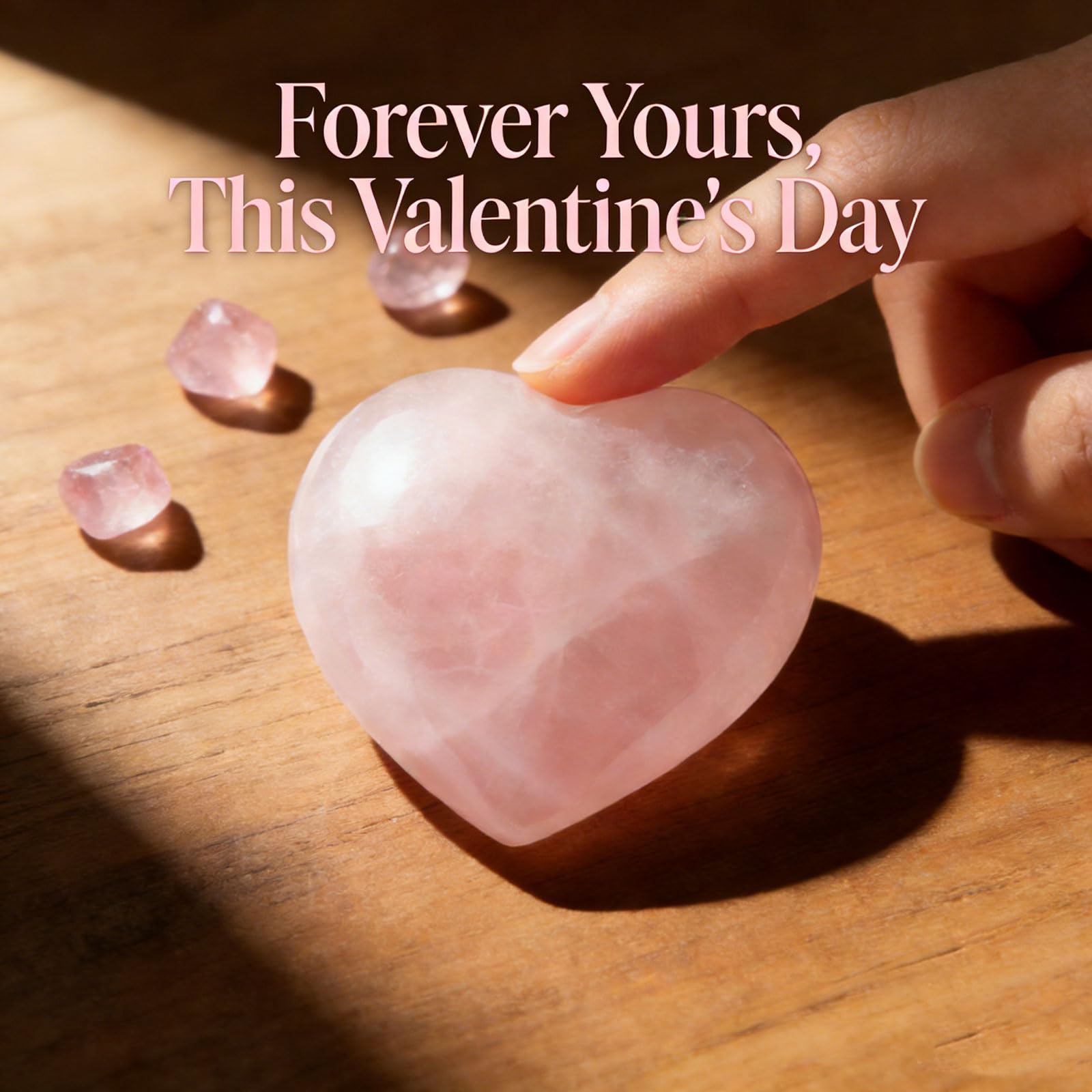 Ideayard Coeur quartz rose bien-être, accessoire visuel pour calmer l'esprit.