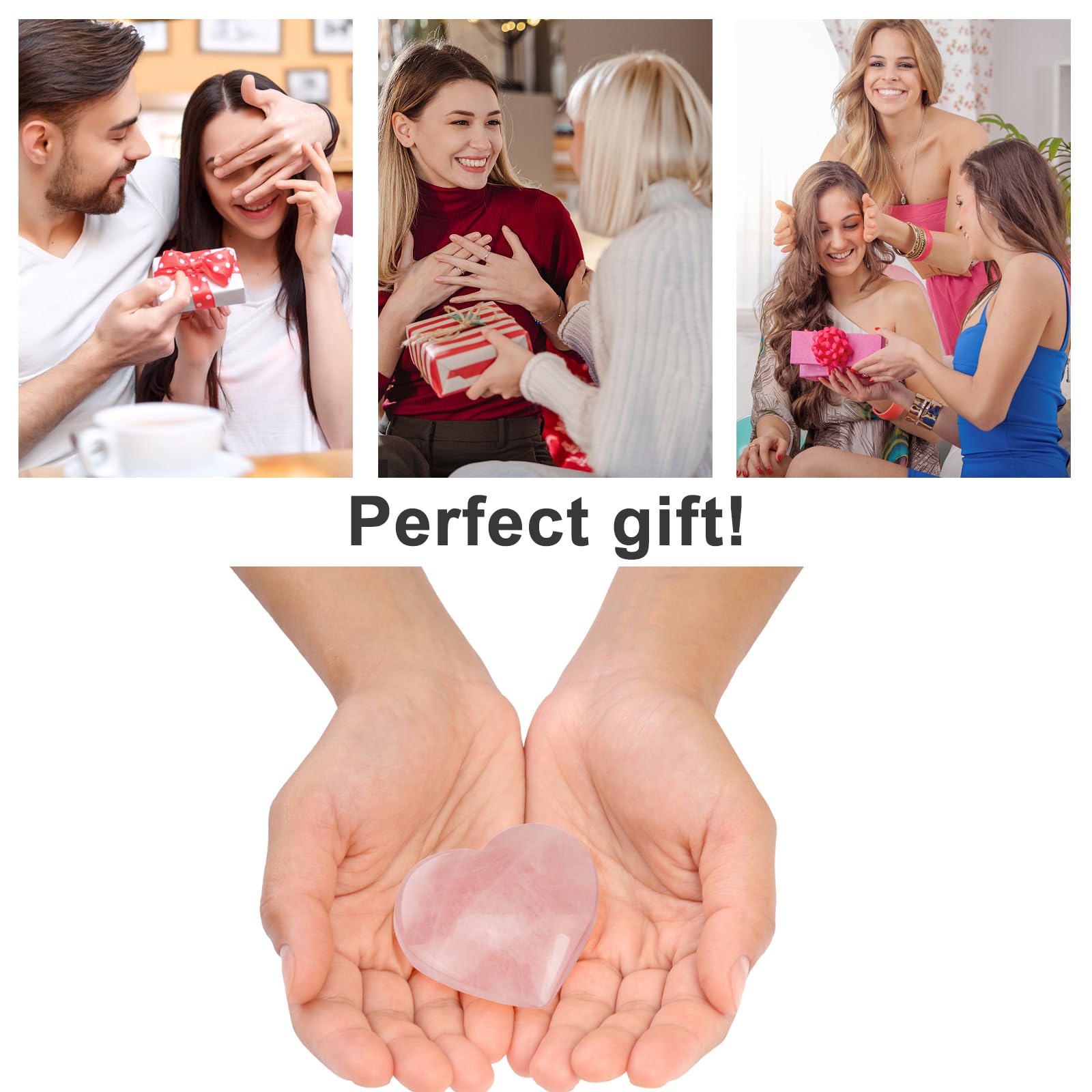 Ideayard cadeau Coeur quartz rose, symbole d'affection pour offrir.