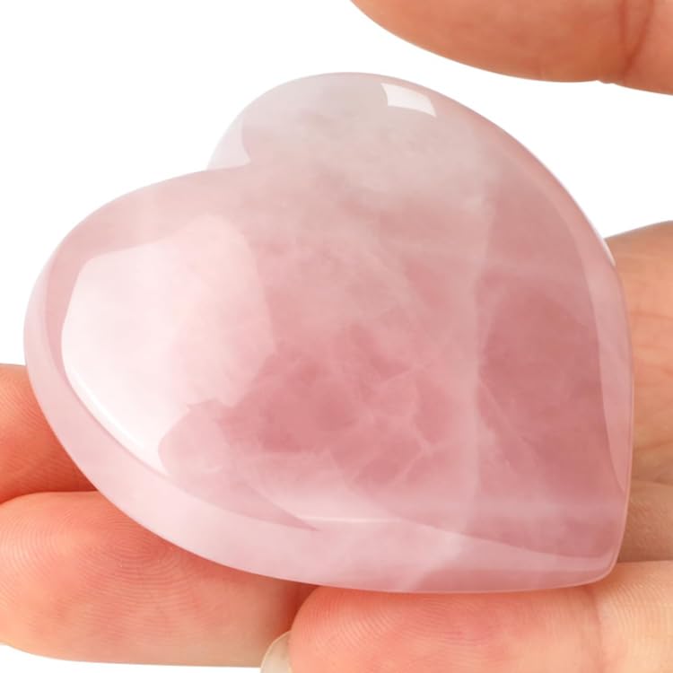 Ideayard Coeur quartz rose 45mm, pièce décorative apaisante et symbole d'amour.
