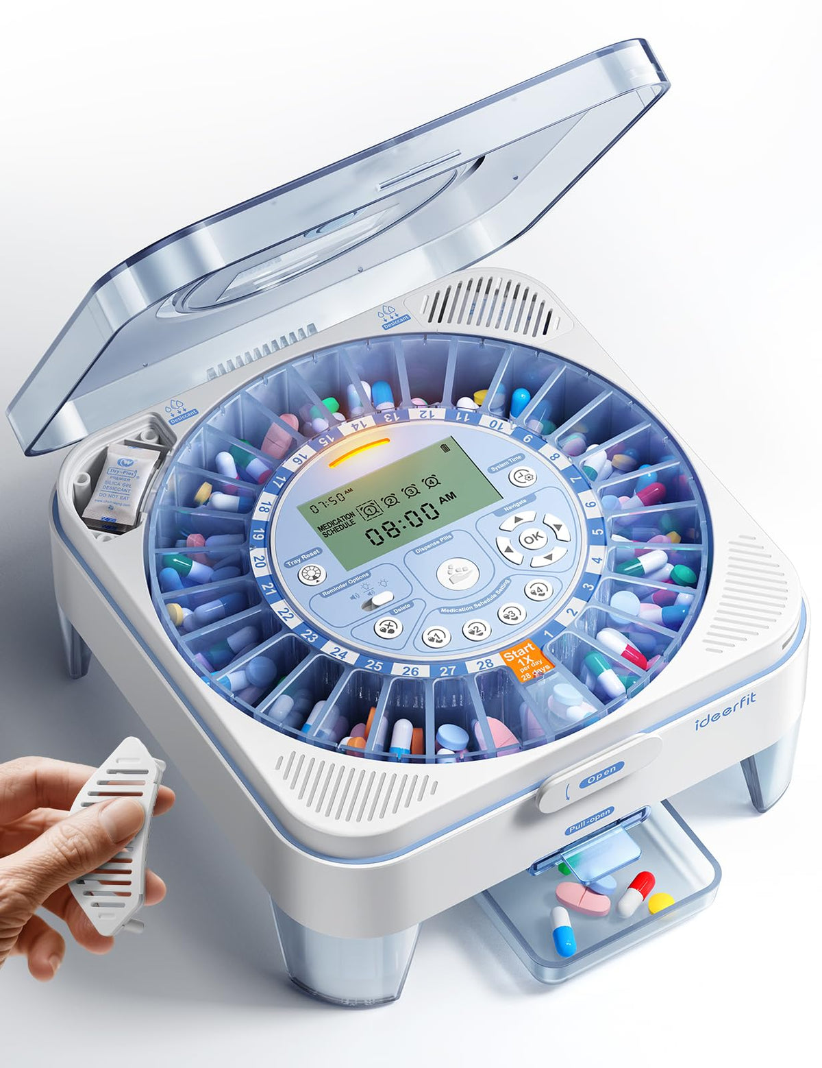 Ideerfit distributeur pilules une pression: prise quotidienne sans effort.