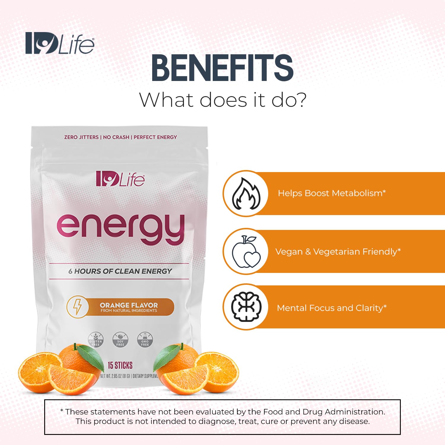 IDLife Orange Energy Drink en poudre, soutien pendant l'entraînement