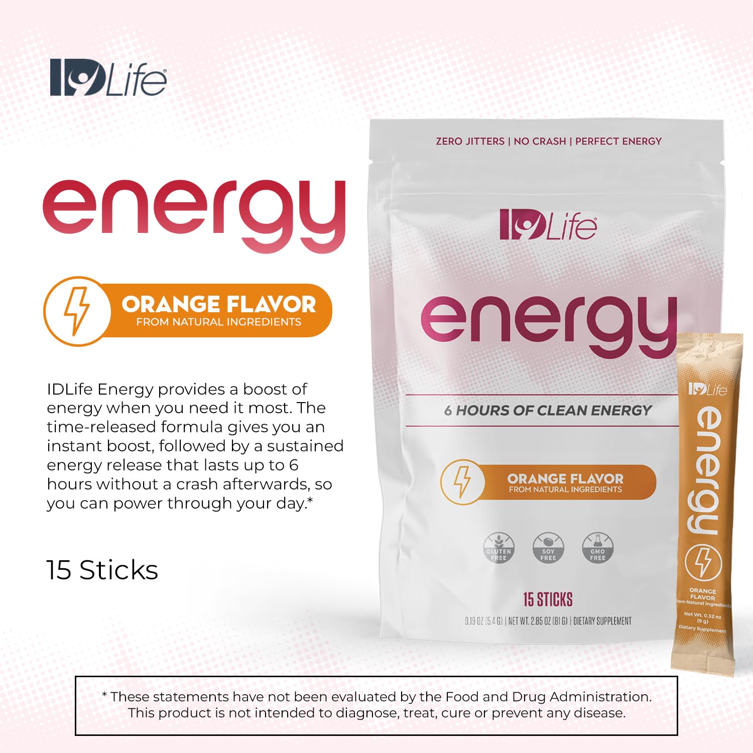 IDLife Orange Energy Drink en poudre, parfait au travail