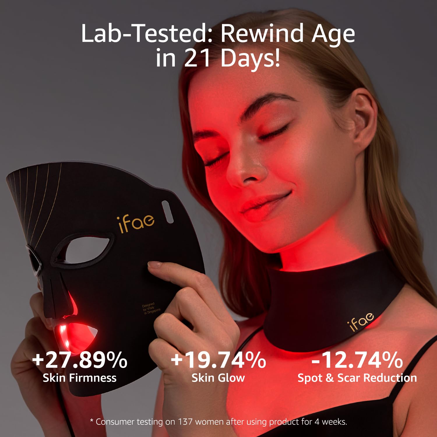 IFAE masque rouge pour le cou, ajustement confortable et design 3D.