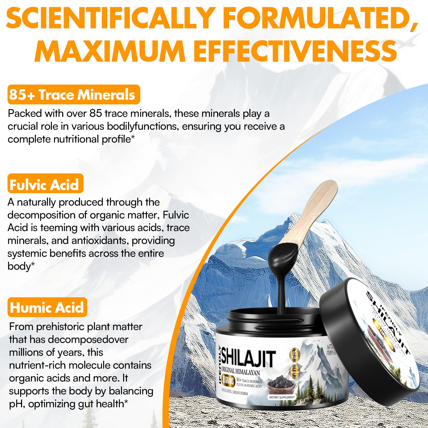 Ifendly Shilajit absorption sublinguale, absorption rapide et pratique.
