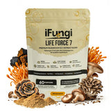 iFungi Life Force 7: bouteille sur table pour une utilisation quotidienne.
