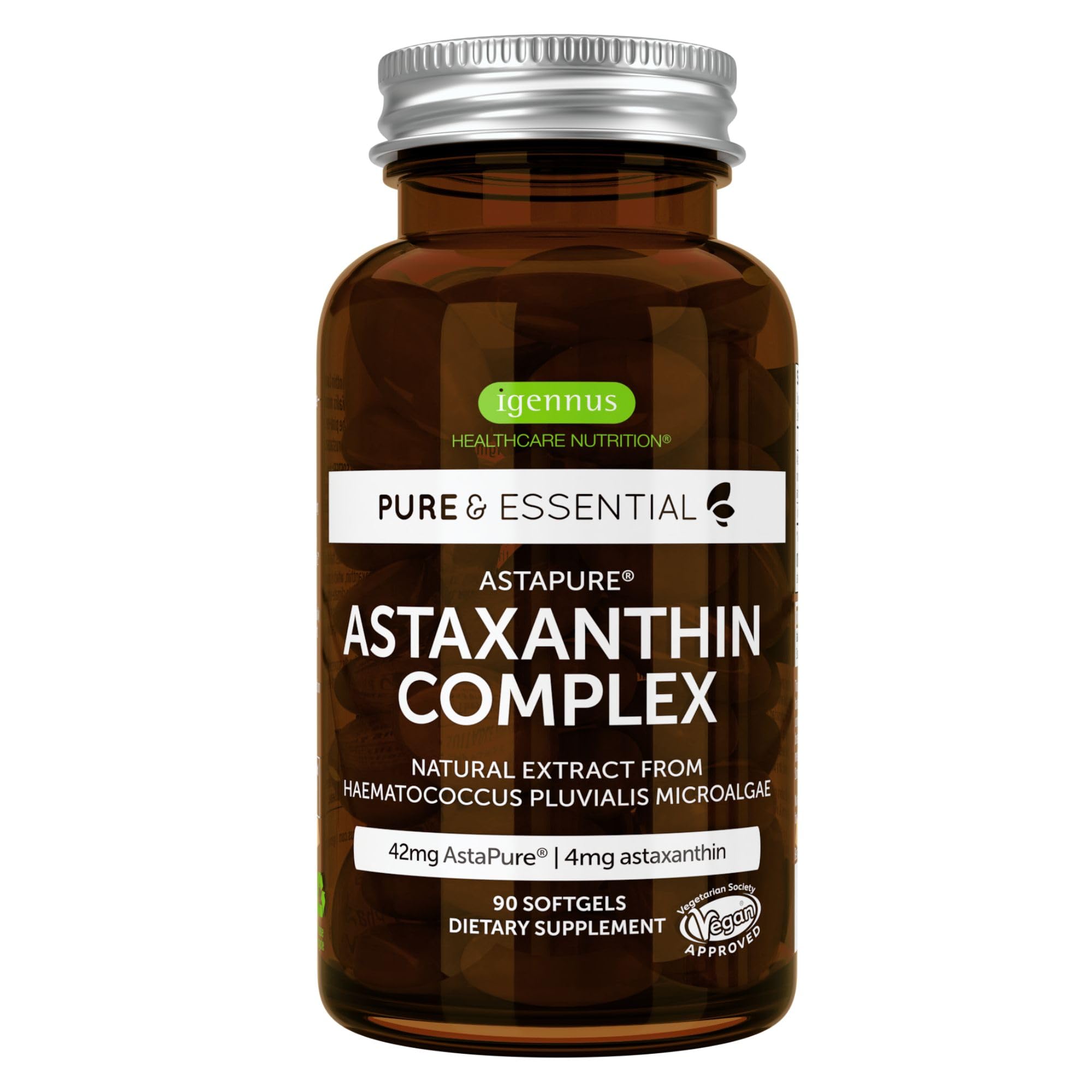 Igennus astaxanthine vegan 4 mg : gélules faciles à avaler et potentiellement antioxydantes.