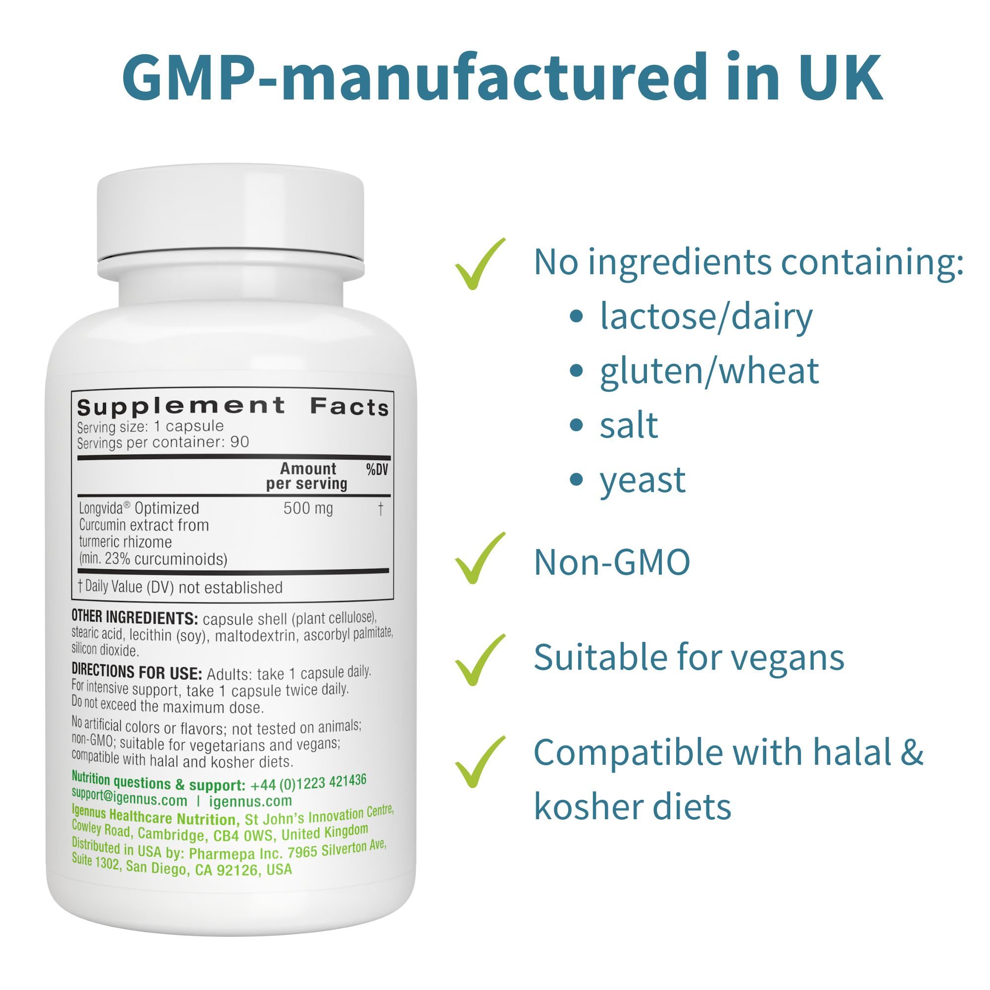 Igennus Longvida Curcumin 500mg – conseil d'utilisation: prise quotidienne pratique.