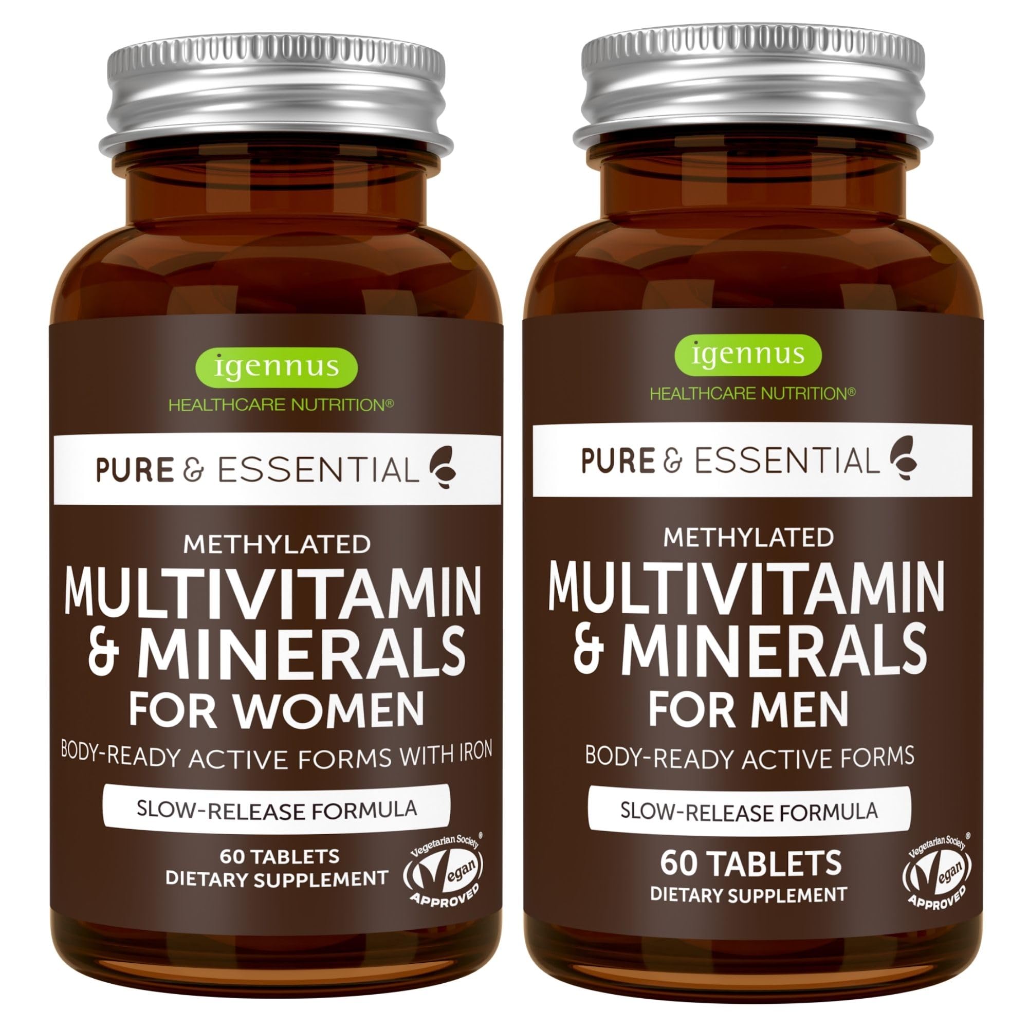 Bouteille Igennus Multivitamine Méthylée avec étiquette claire et emballage durable.
