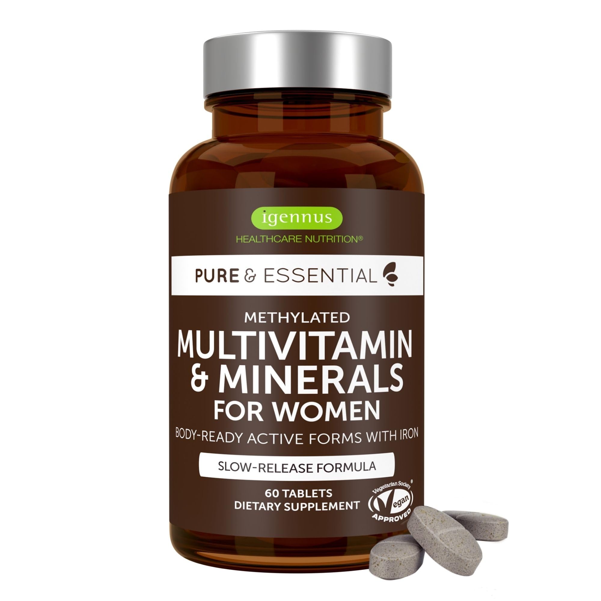 Igennus Multivitamine Femme – bouteille visible, énergie potentielle grâce à une formule active