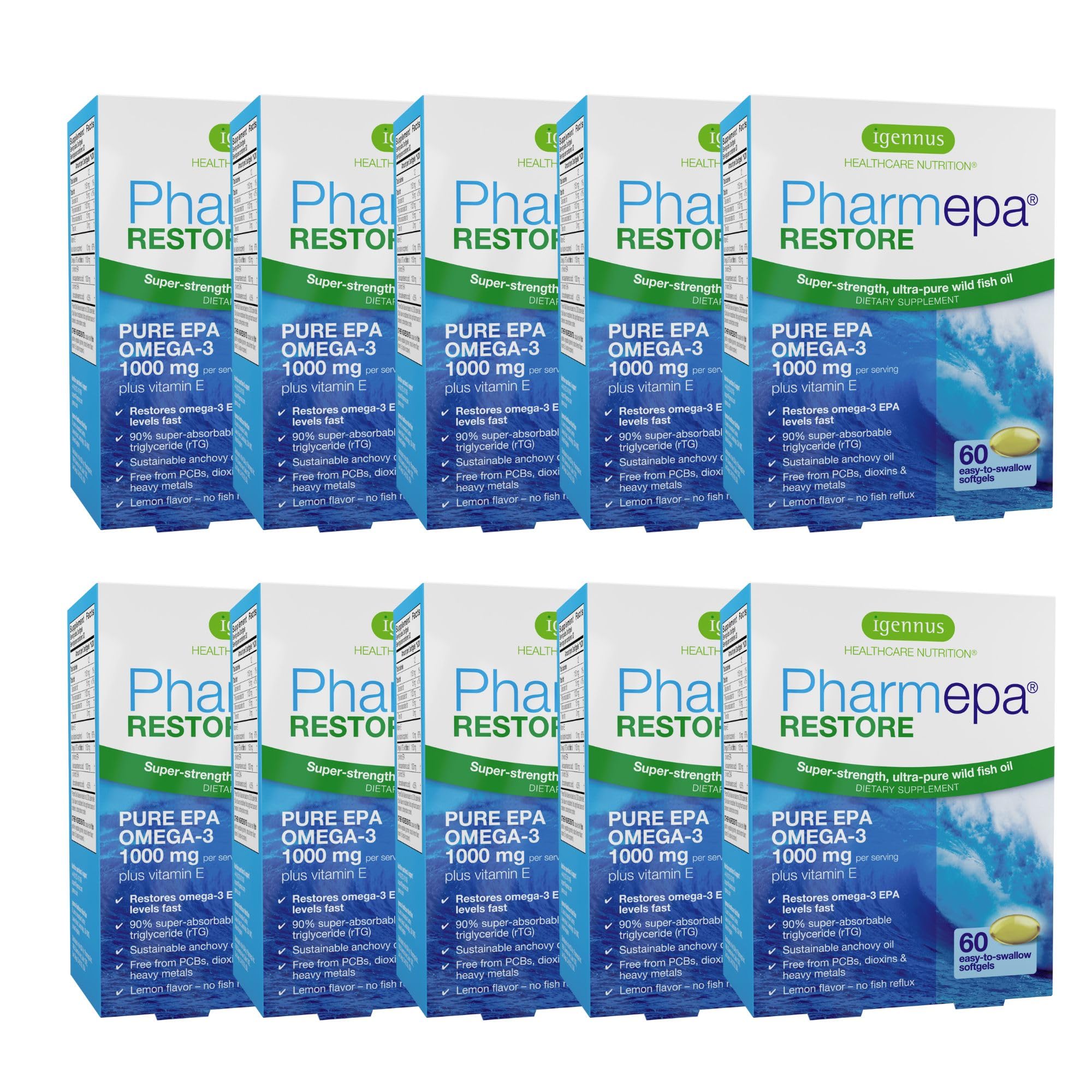 Igennus Pharmepa Restore, bouteille EPA citron: apport potentiel d'EPA élevé et goût frais.