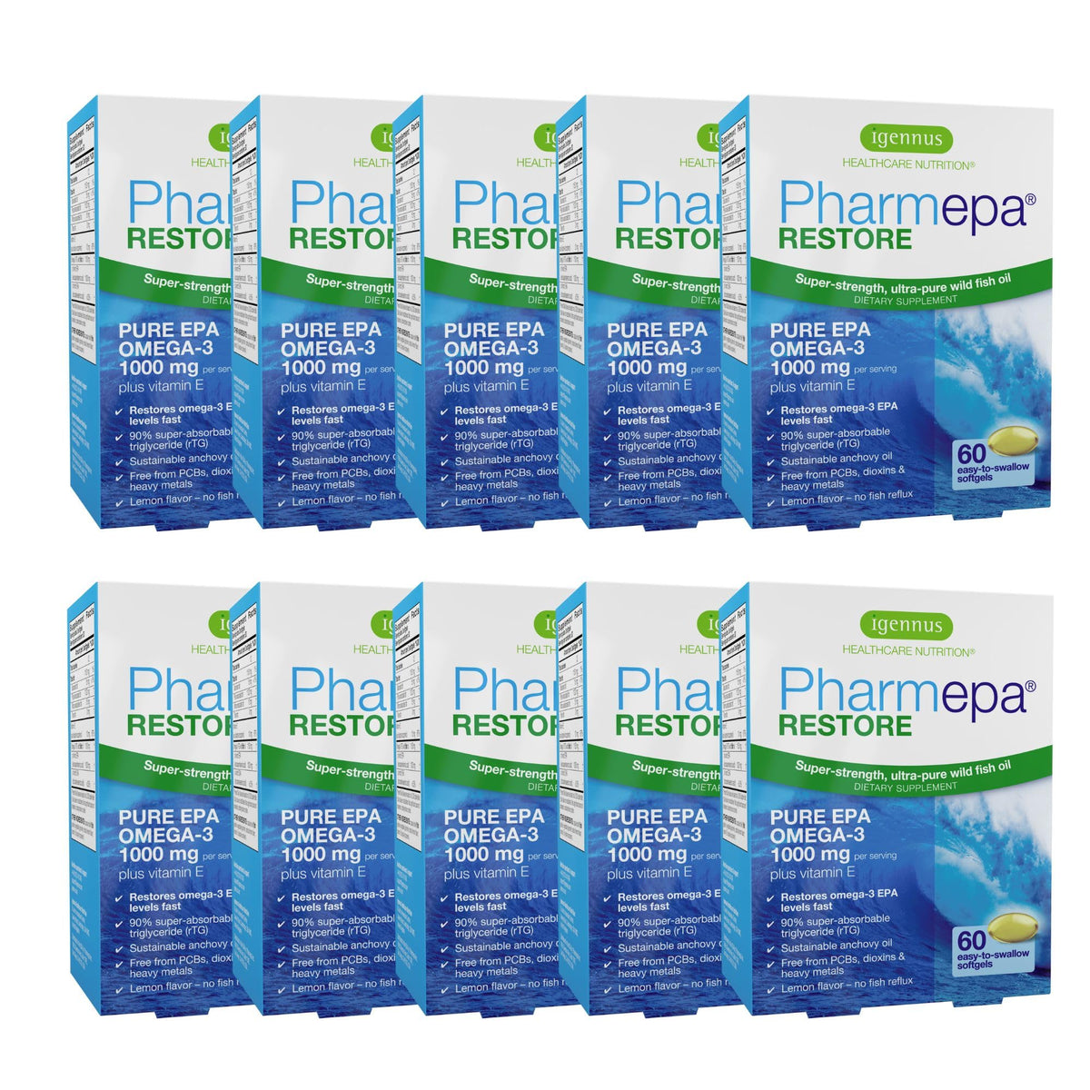 Igennus Pharmepa Restore, bouteille EPA citron: apport potentiel d'EPA élevé et goût frais.