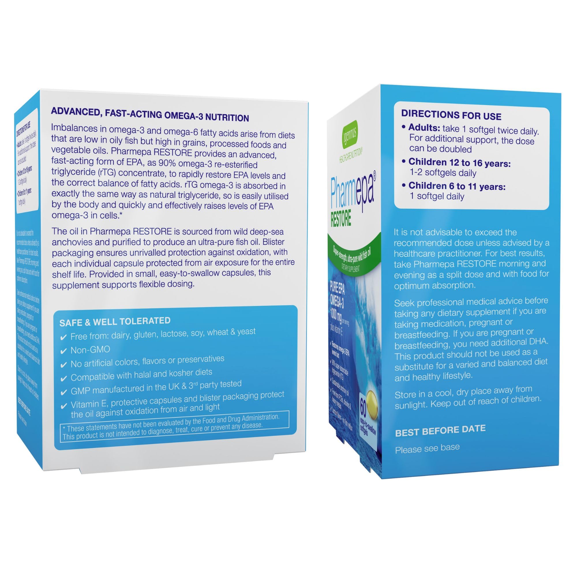 Igennus Pharmepa Restore, poisson sauvage pacifique: origine durable et respectueuse des océans.