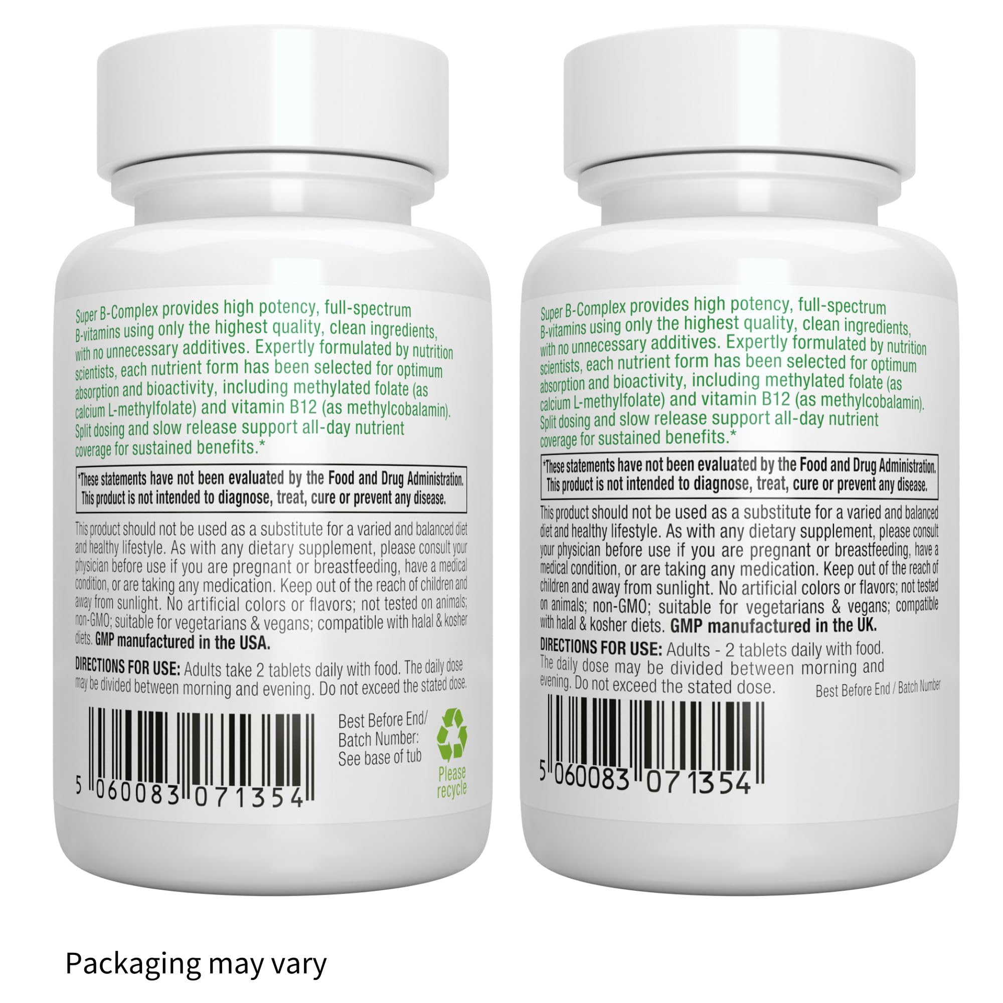 Emballage Igennus Super B-Complex, présentation propre et végane.