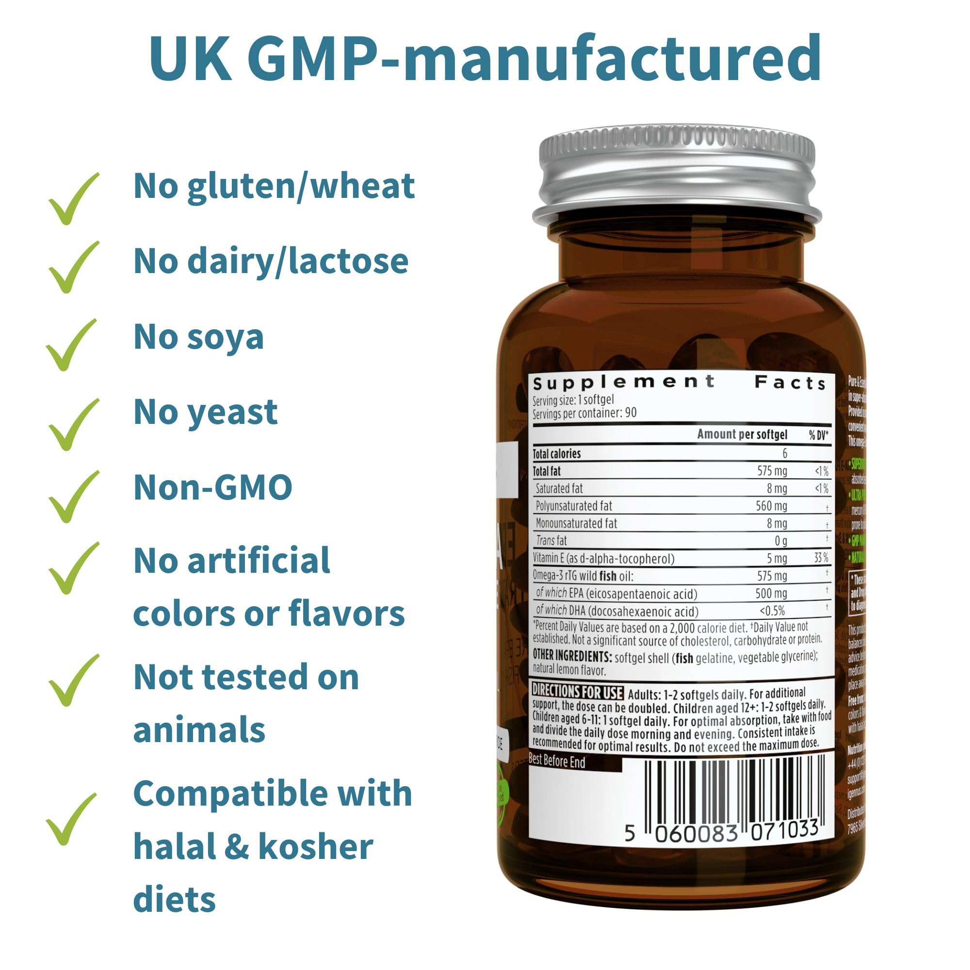 Igennus Ultra Pure Omega-3: formulation rTG pour une absorption efficace.
