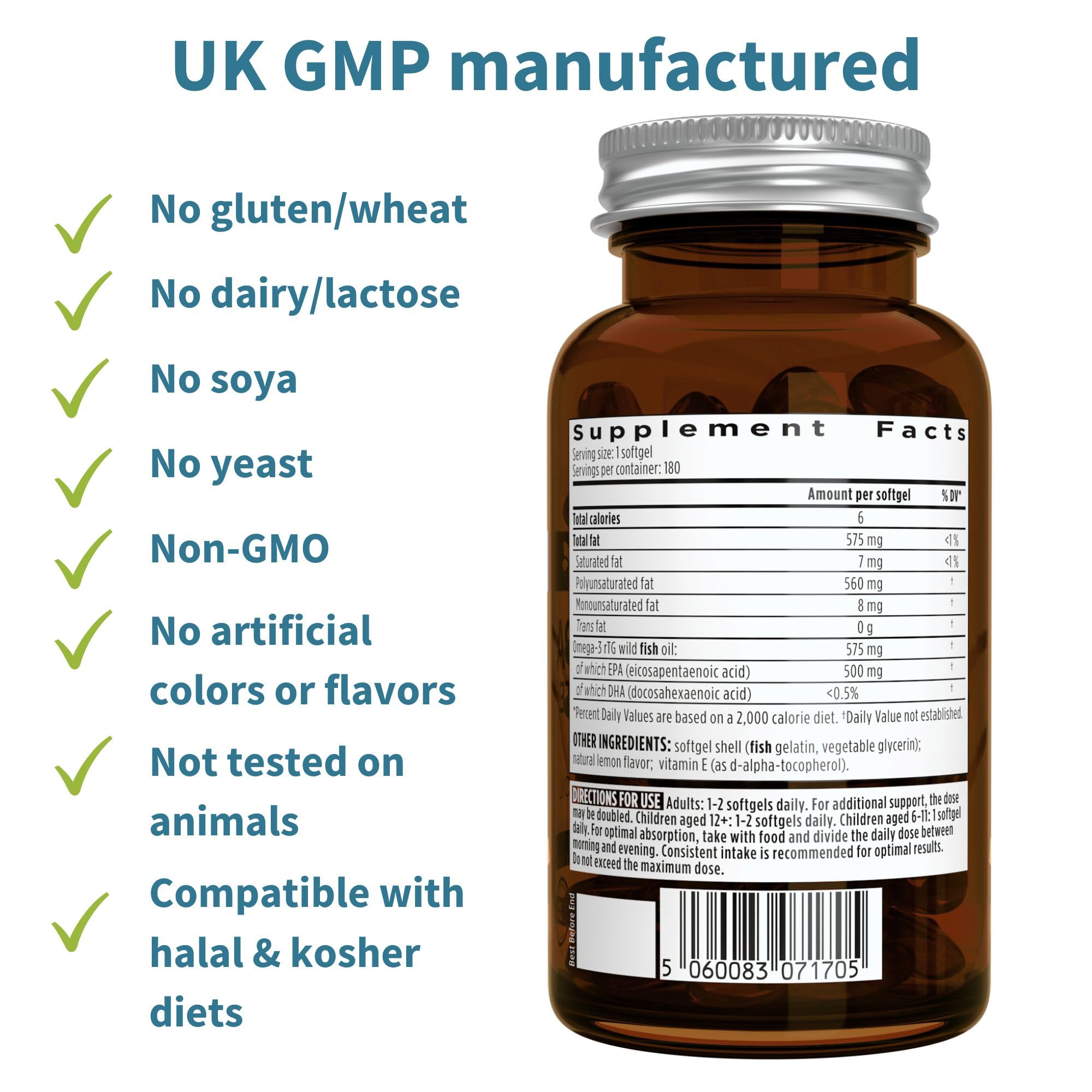 Igennus Ultra Pure Omega-3 EPA 500mg – tests IFOS garantissant la pureté.