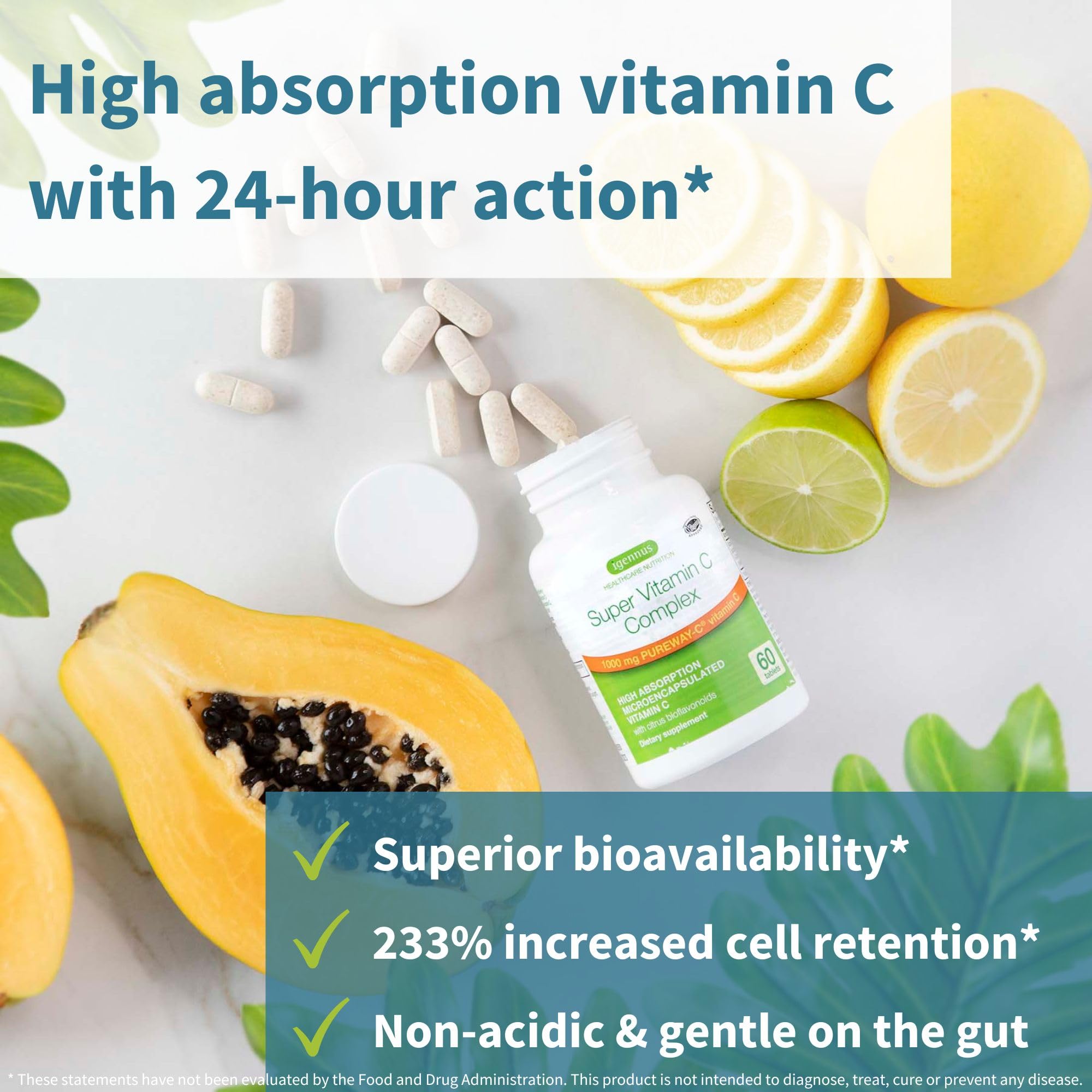 Igennus Vitamine C Pureway-C : microencapsulation lipidique améliore l absorption potentielle.