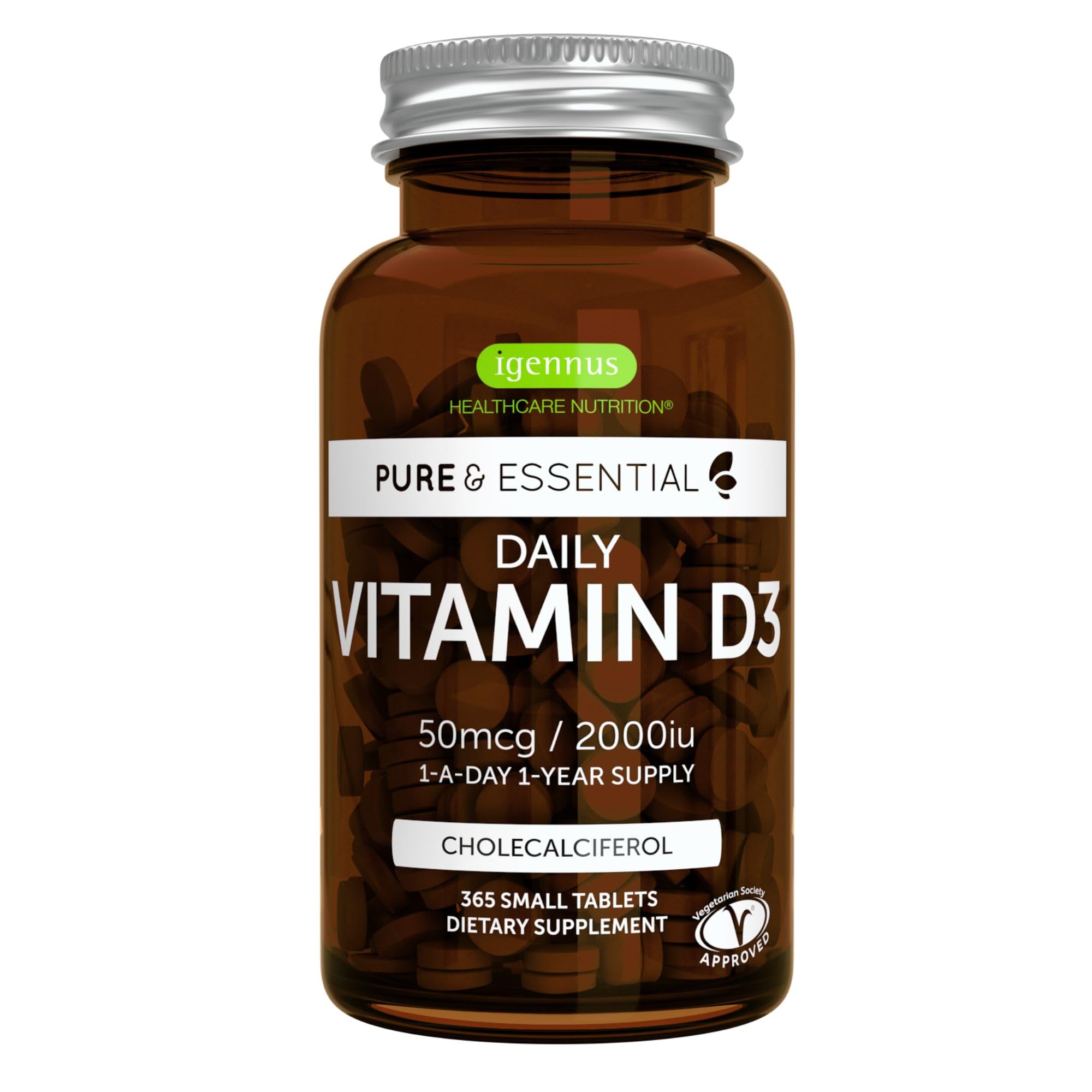 Igennus vitamine D3 2000 UI en bouteille, soutien immunitaire potentiel.