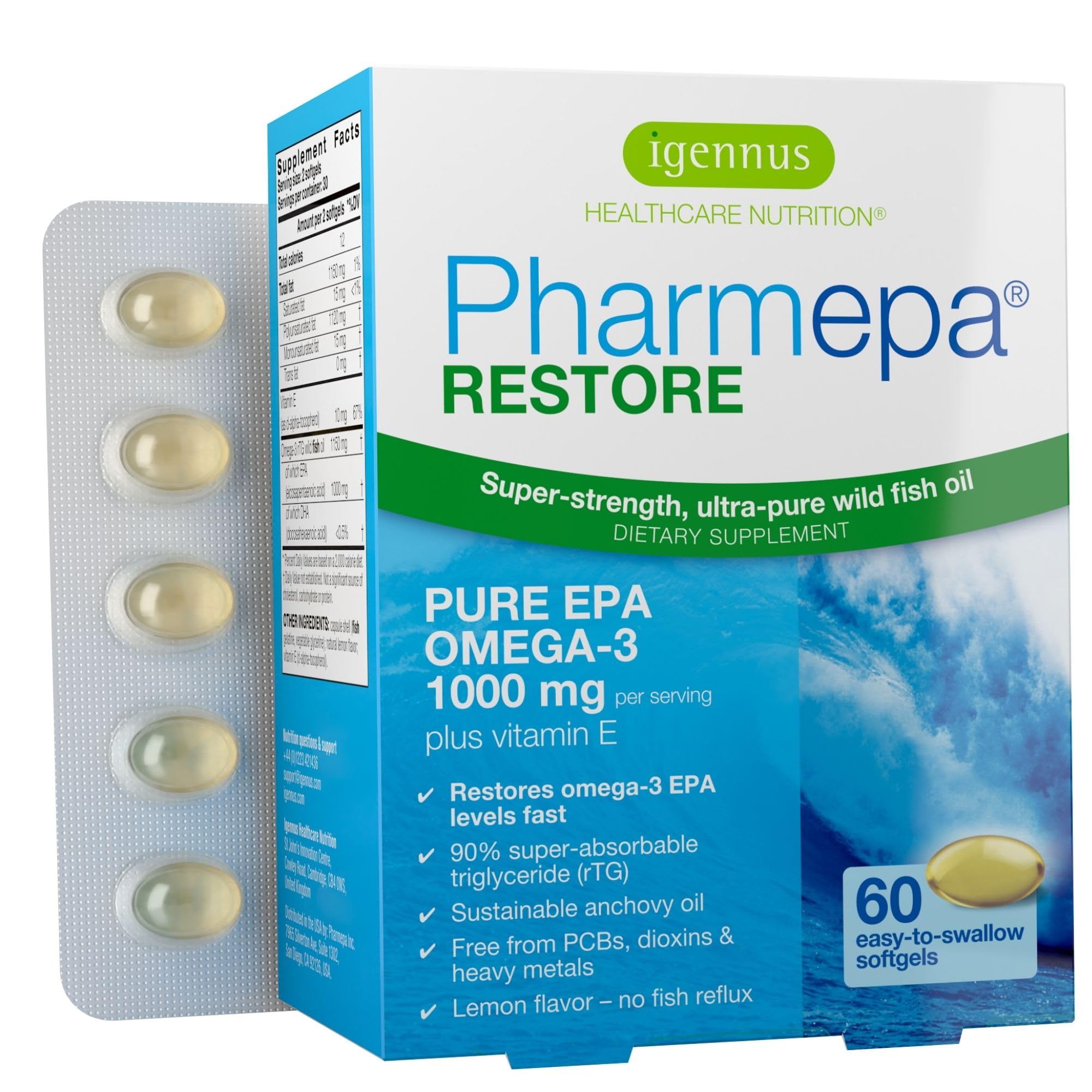 Igennus Pharmepa Restore, bouteille EPA 1000 mg favorisant un apport oméga-3 équilibré