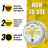 Ignite Energy Pouches Tropical - arôme fruits tropicaux, saveur légère