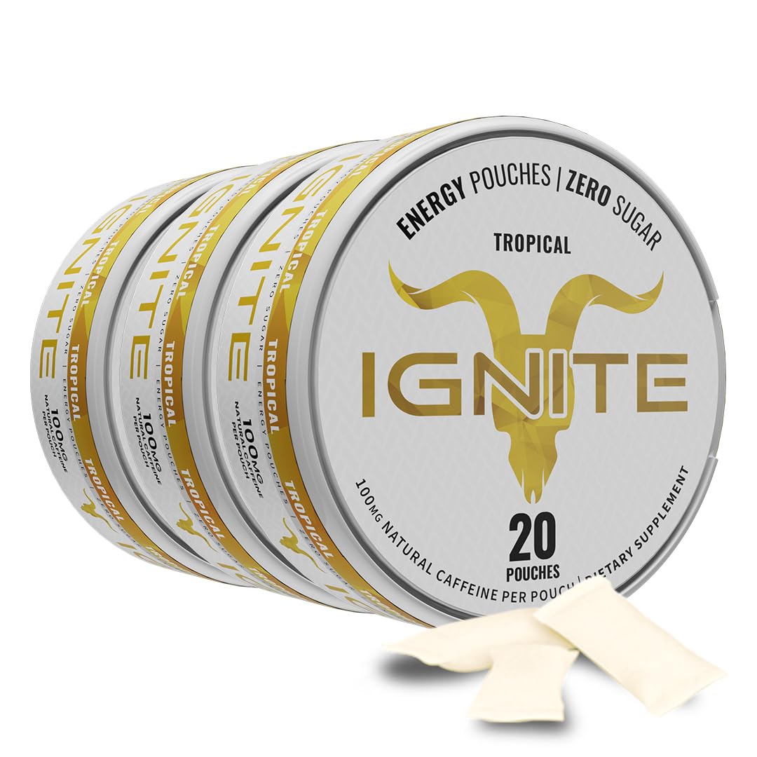 Ignite Energy Pouches Tropical - emballage élégant, énergie durable sans sucre