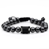 Bracelet iHeartDogs Hero magnétique en hématite et titane, style robuste.