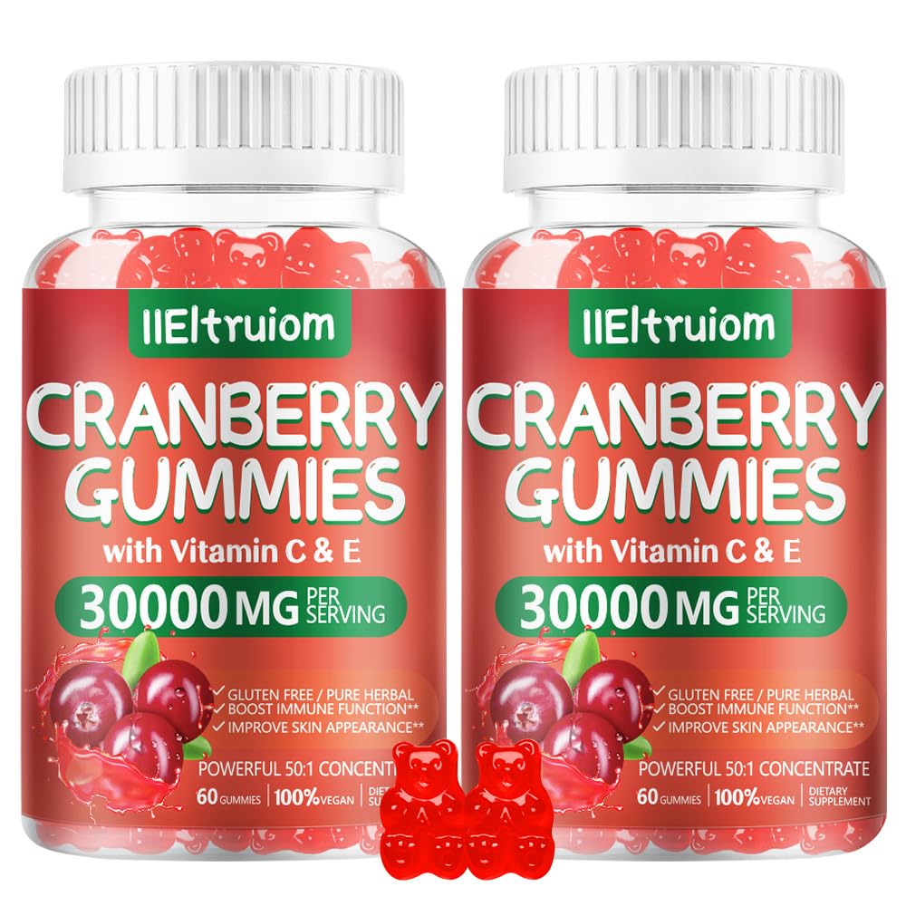 IIEltruiom gommes cranberry, bouteille ouverte, goût fruité et mâchage facile.