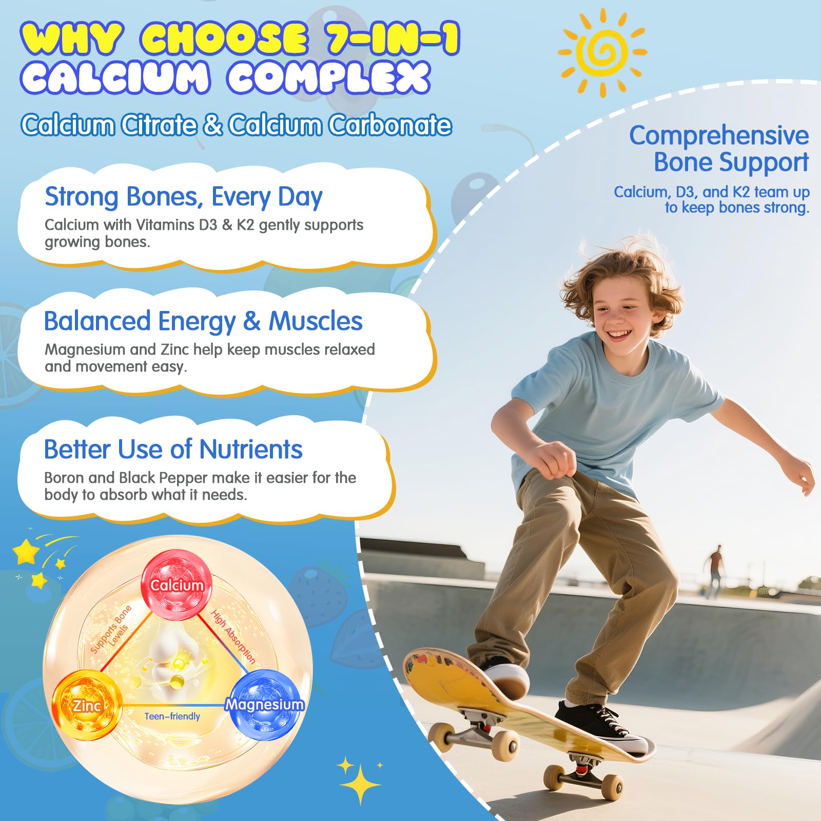 Gommes calcium citrate sans sucre pour une option pratique et savoureuse.