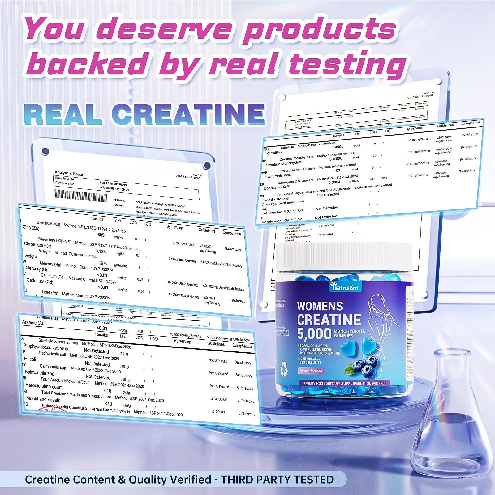 IIEltruiom gommes avec BCAA et collagène, soutien récupération potentiel.