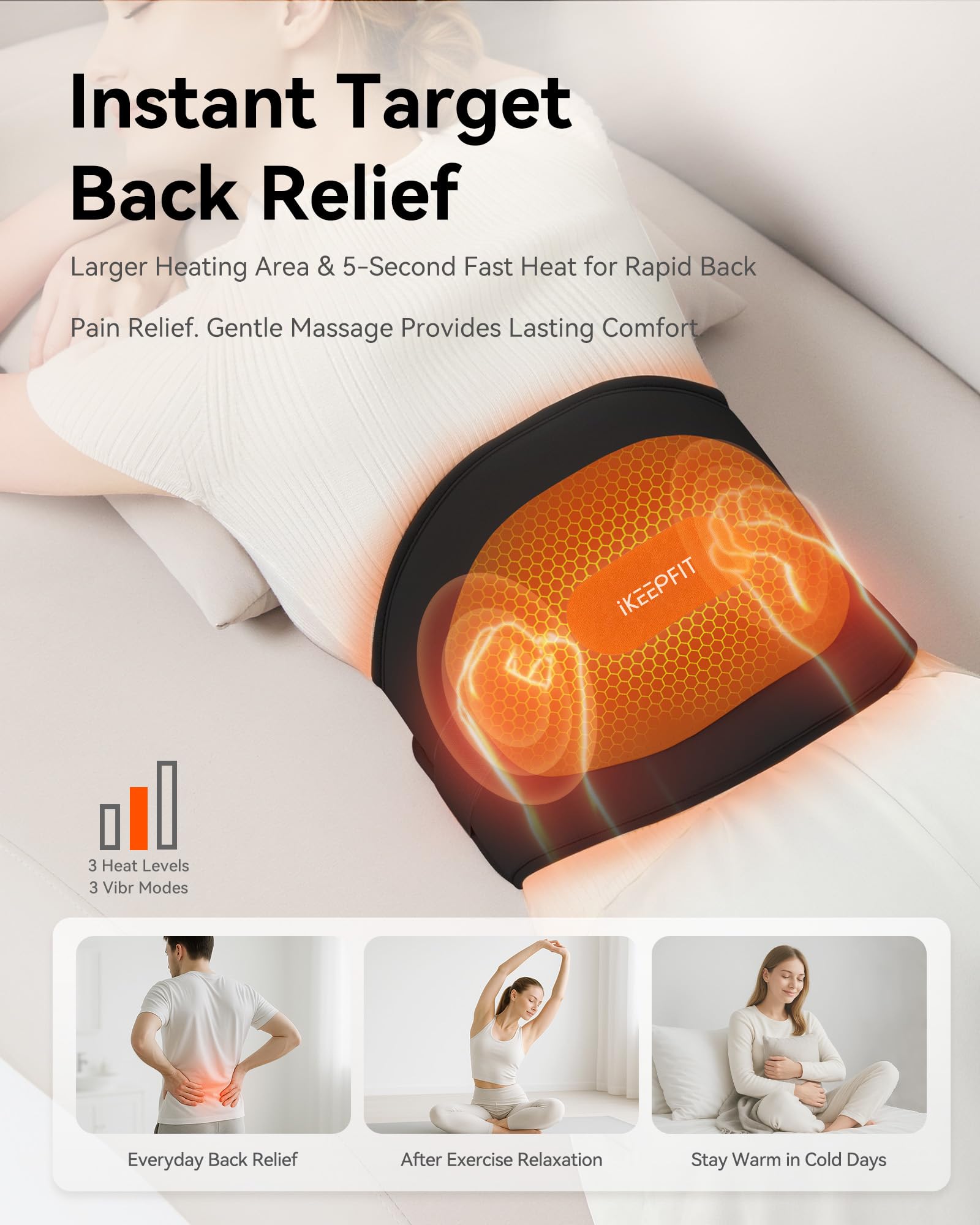 IKEEPFIT massage vibration – massage dorsal intégré pour détente musculaire.
