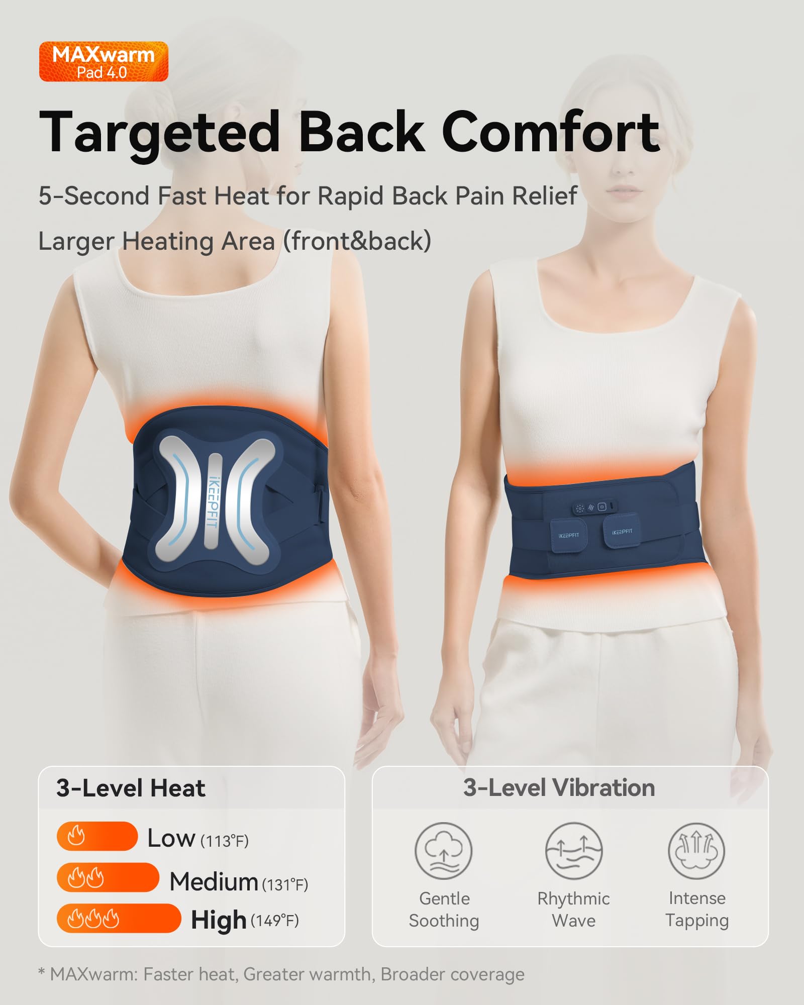 IKEEPFIT MAXwarm 4.0 – attelle lombaire ergonomique offrant un soutien ciblé.