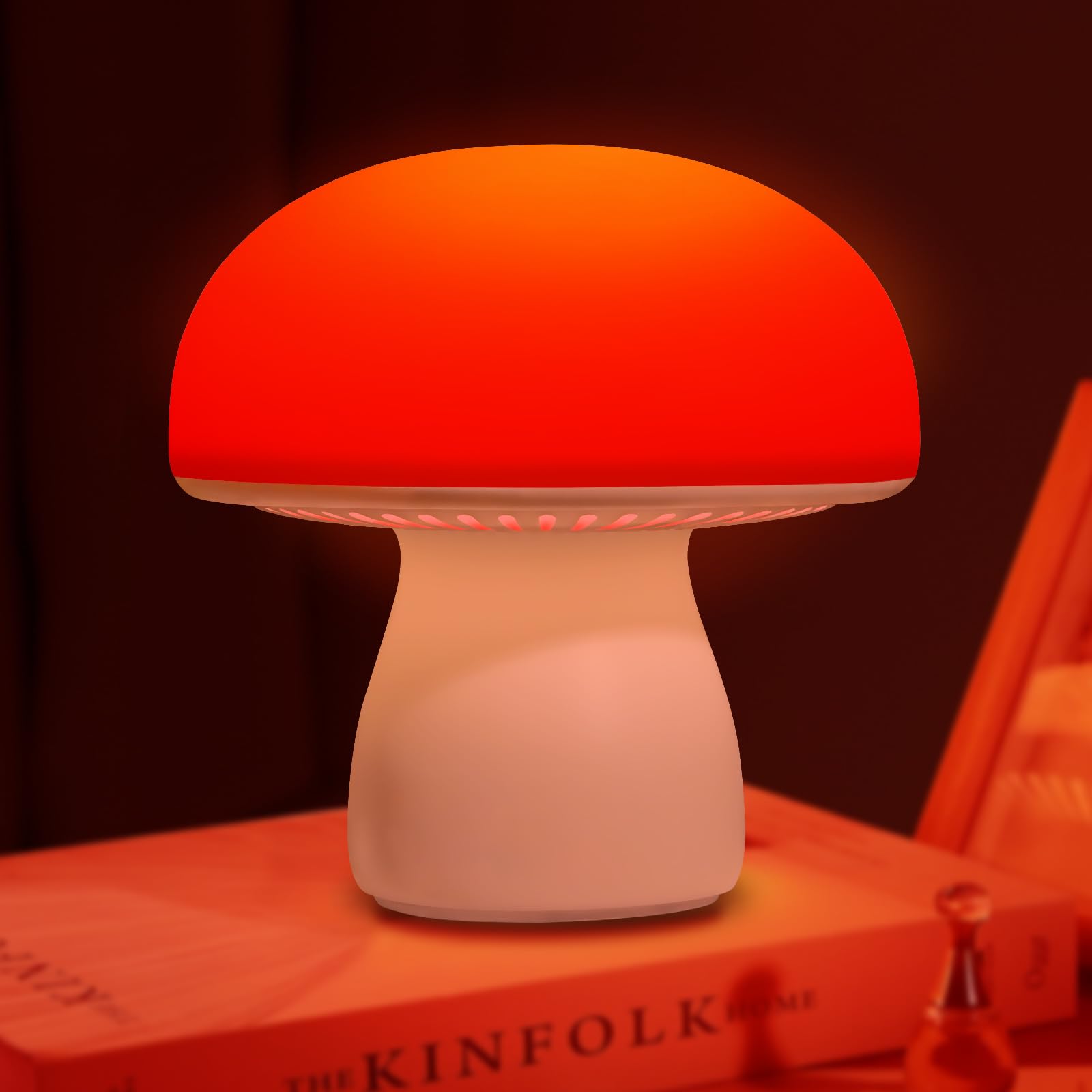 Illuwise lampe champignon rouge avec contrôle tactile pratique pour lit