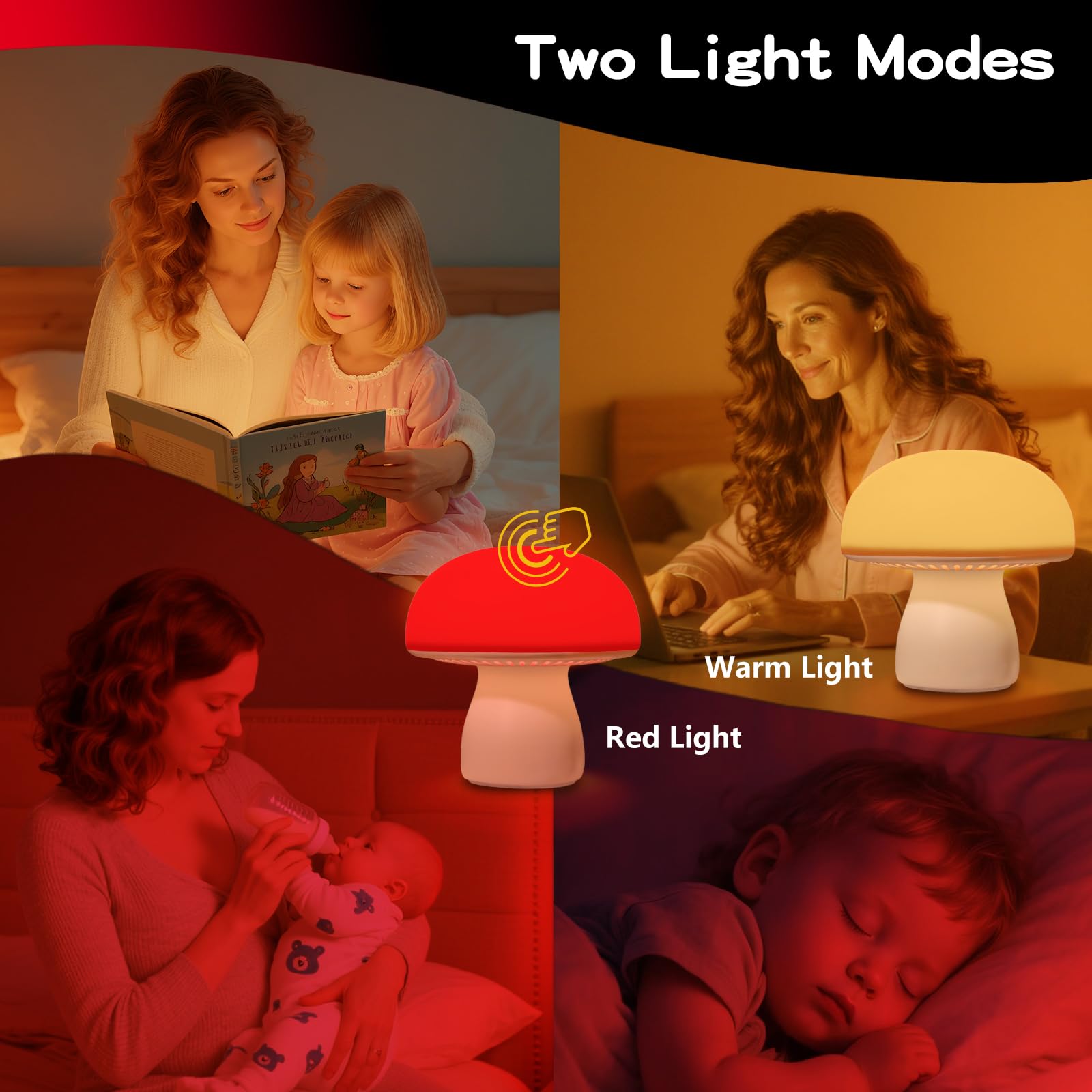 Illuwise lampe champignon rouge ambiance nurserie et repos nocturne