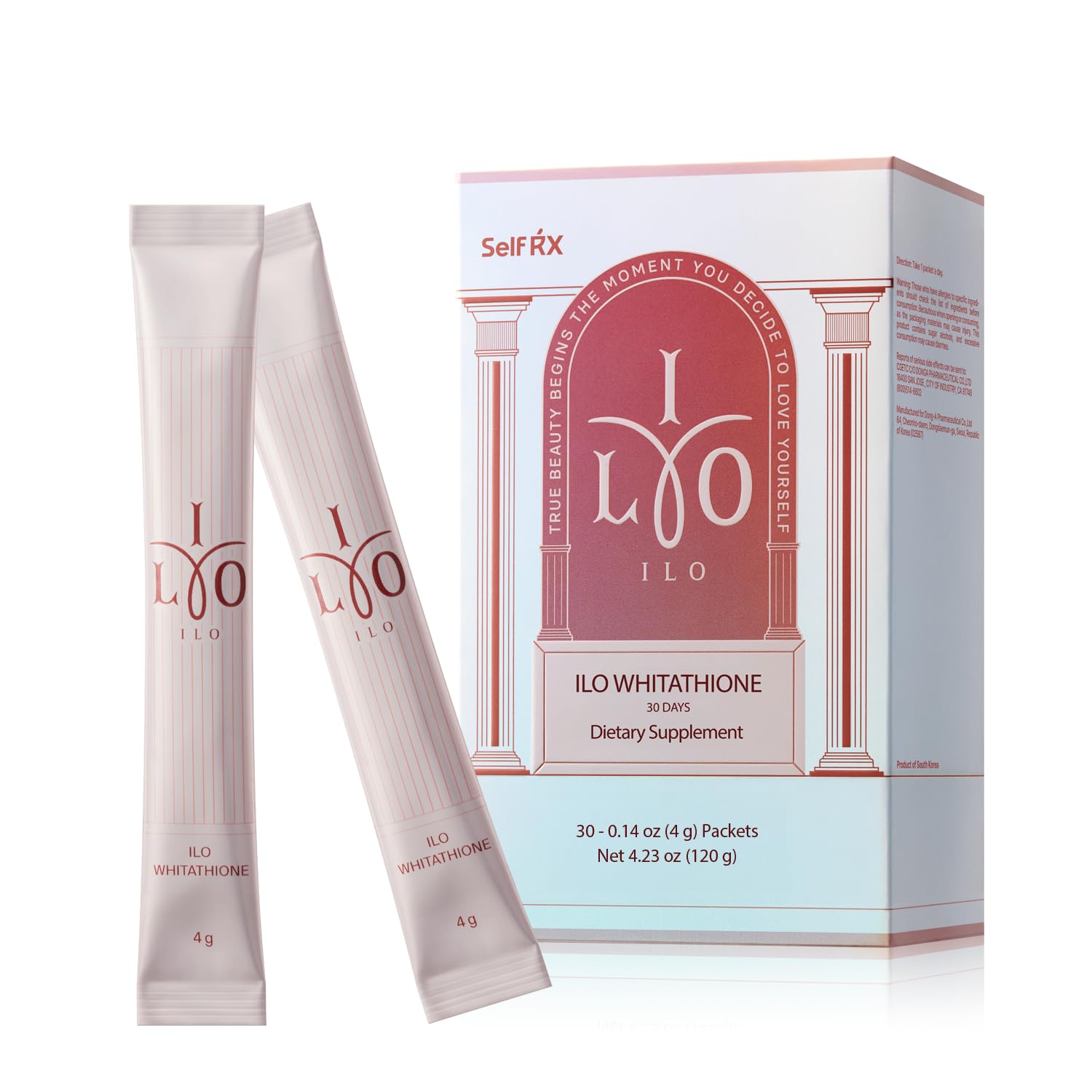 ILO Whitathione, empaquetage stick, pratique pour une routine beauté quotidienne.